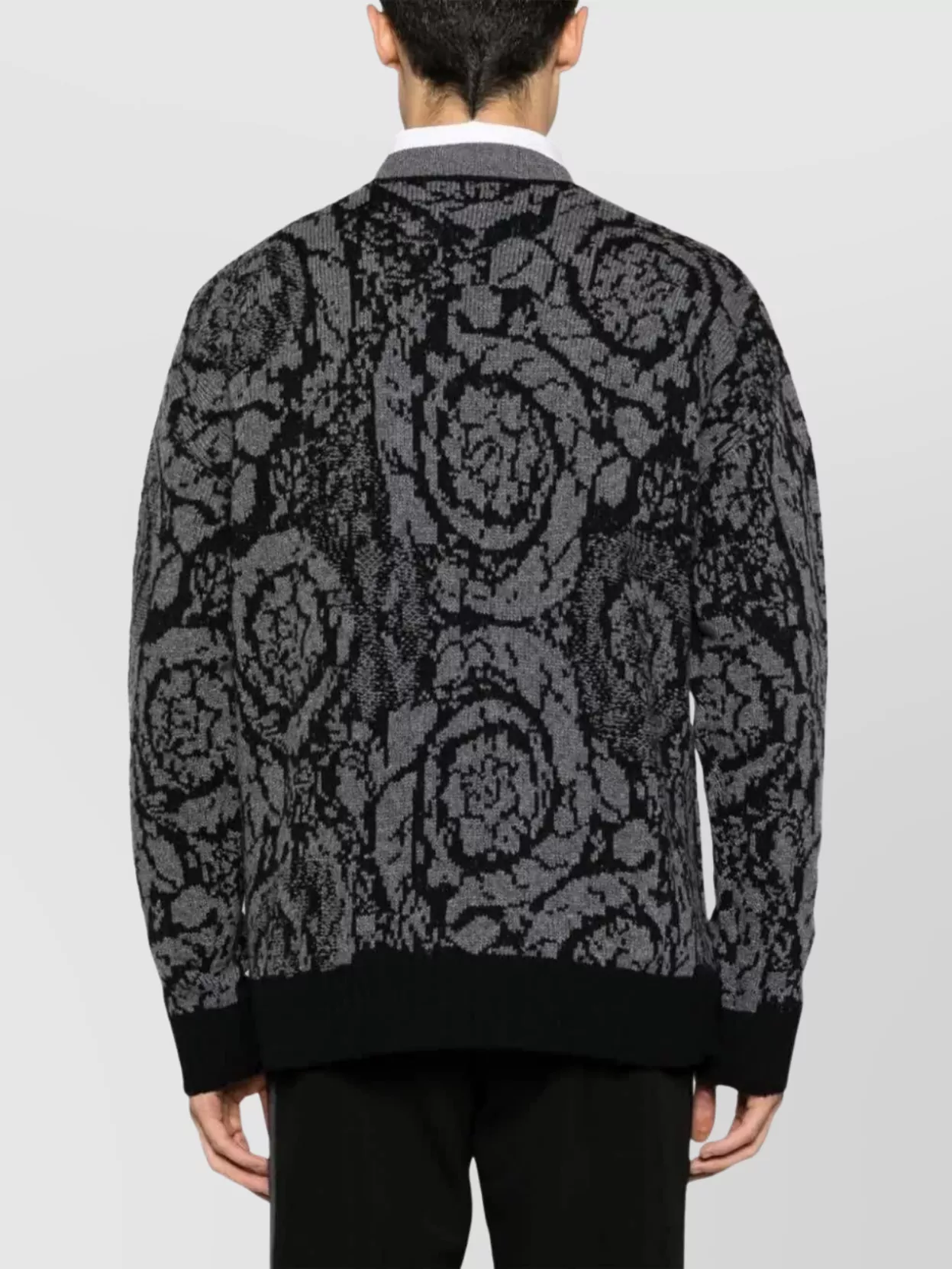 Versace Jacquard Pattern Crew Neck Sweater
