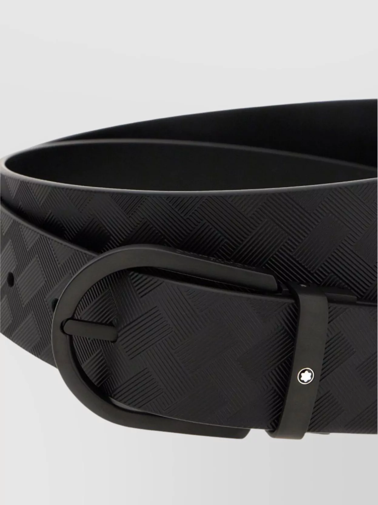 Montblanc Leather Belt With Textured Pattern And Metal Buckle