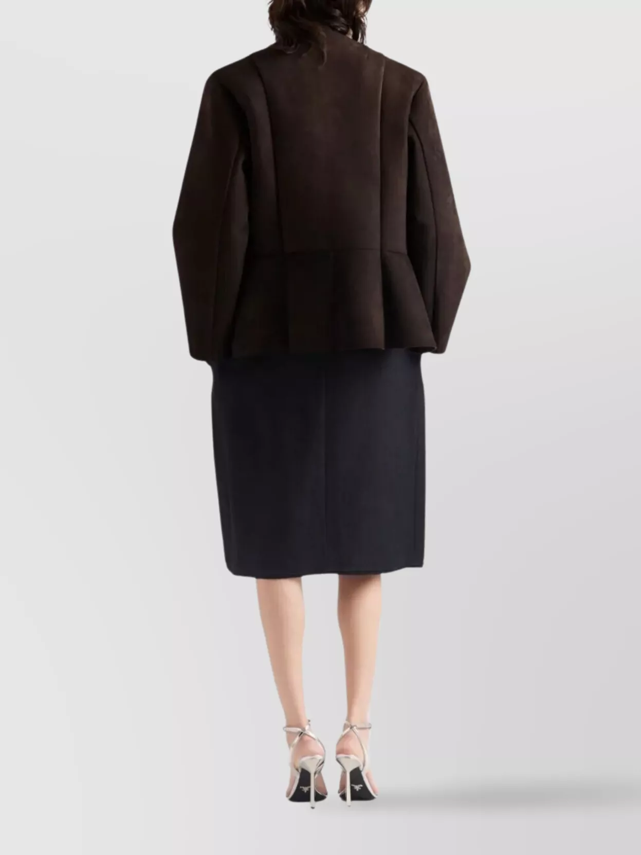Prada Wool Midi Skirt Chevron Pattern In Black