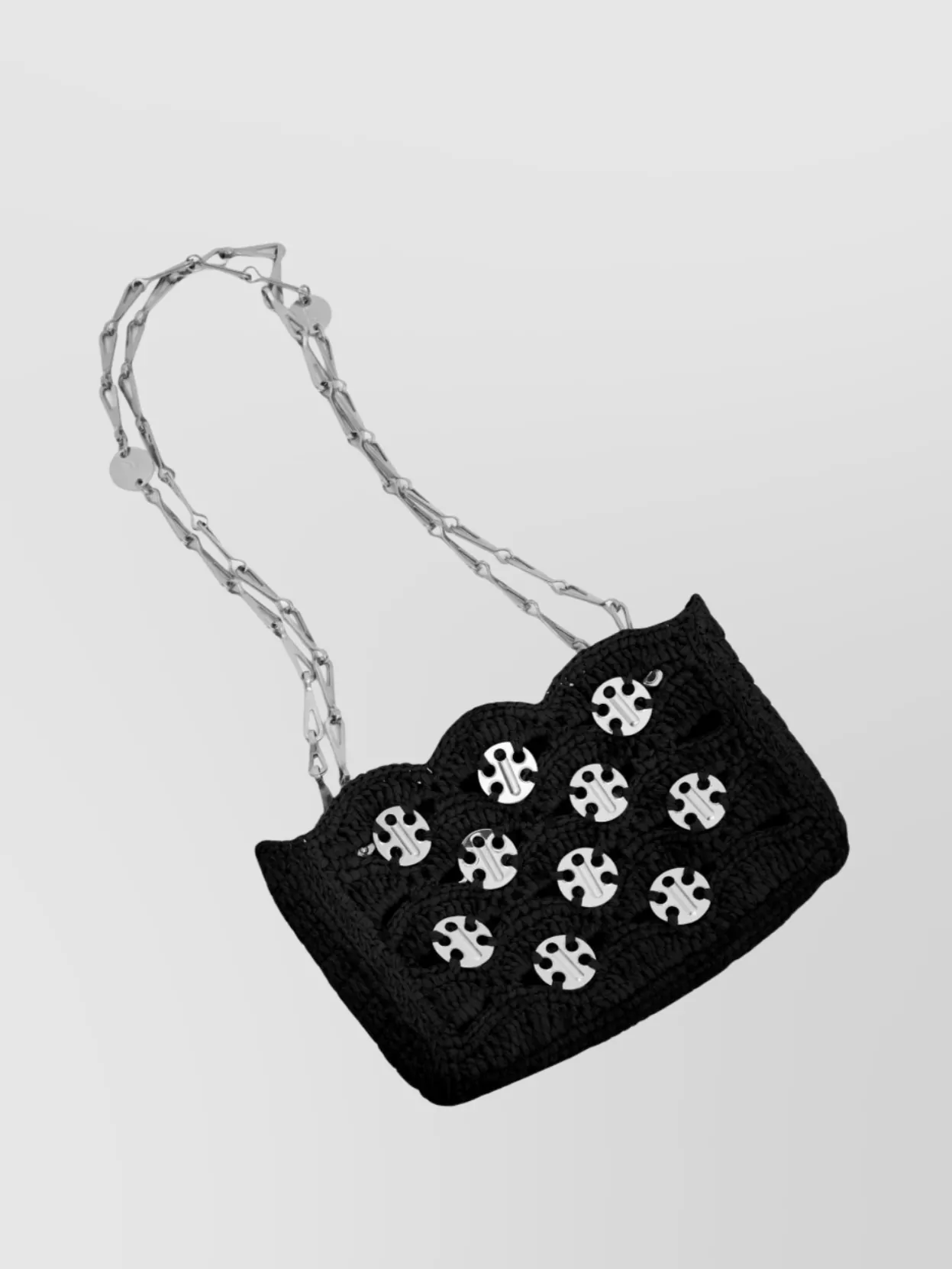 Paco Rabanne Raffia Woven Crochet Shoulder Bag Disc