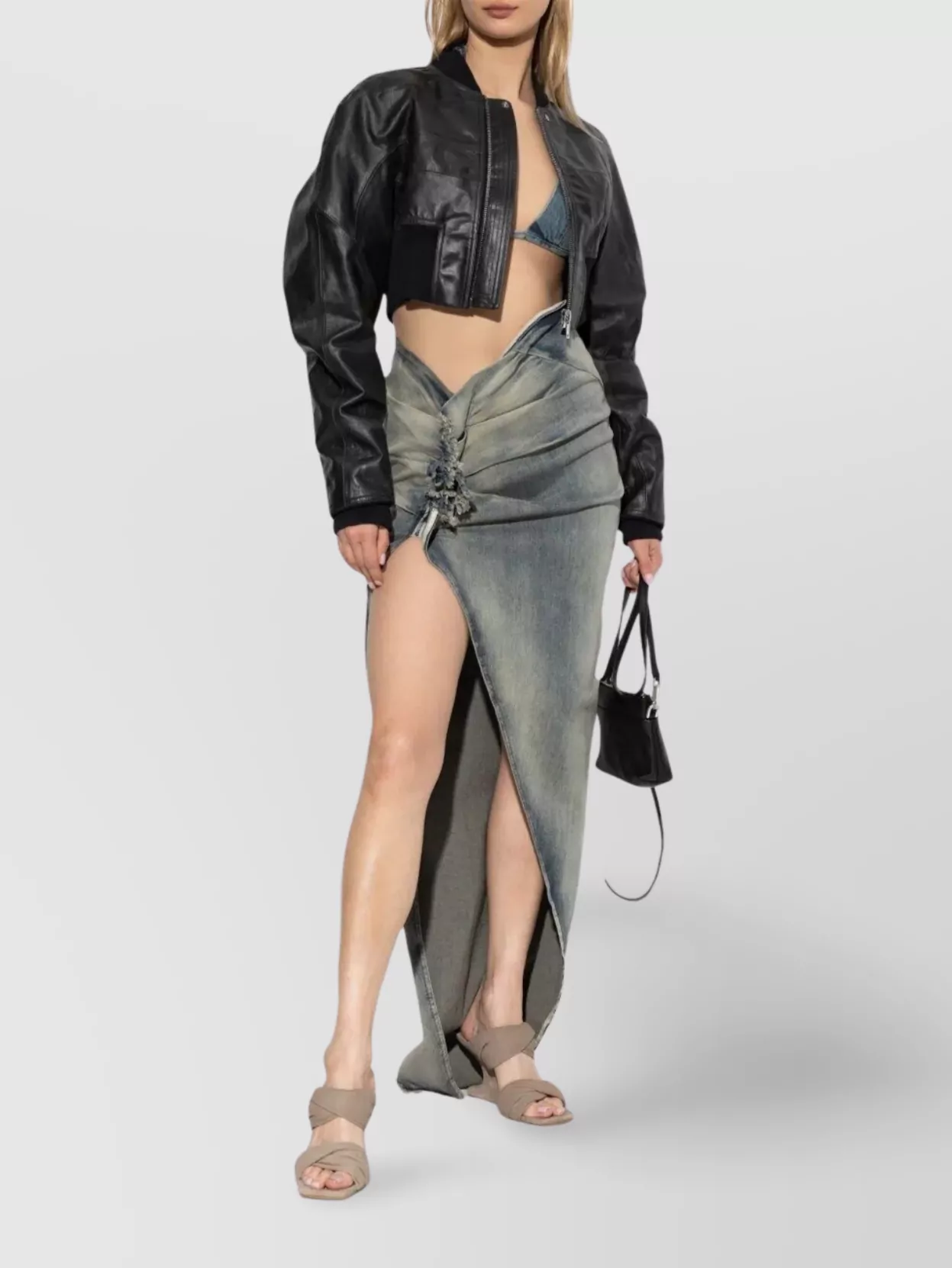 Rick Owens Drkshdw Triangle Denim Halterneck Top