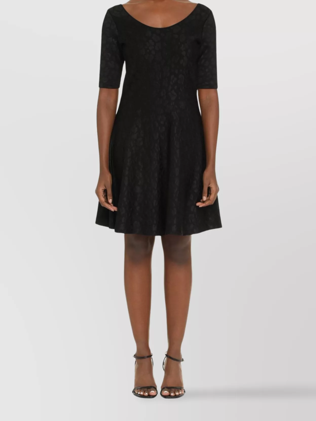 Versace Mini Dress With Flared Skirt And Scoop Neckline In Black