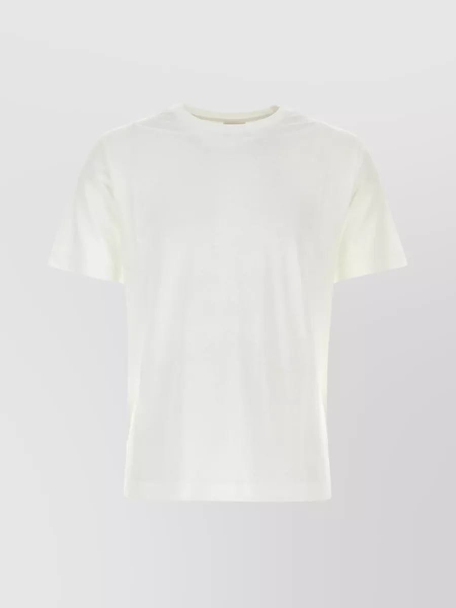 Shop Dries Van Noten Ribbed Crew-neck Cotton T-shirt With Short Sleeves In Cream