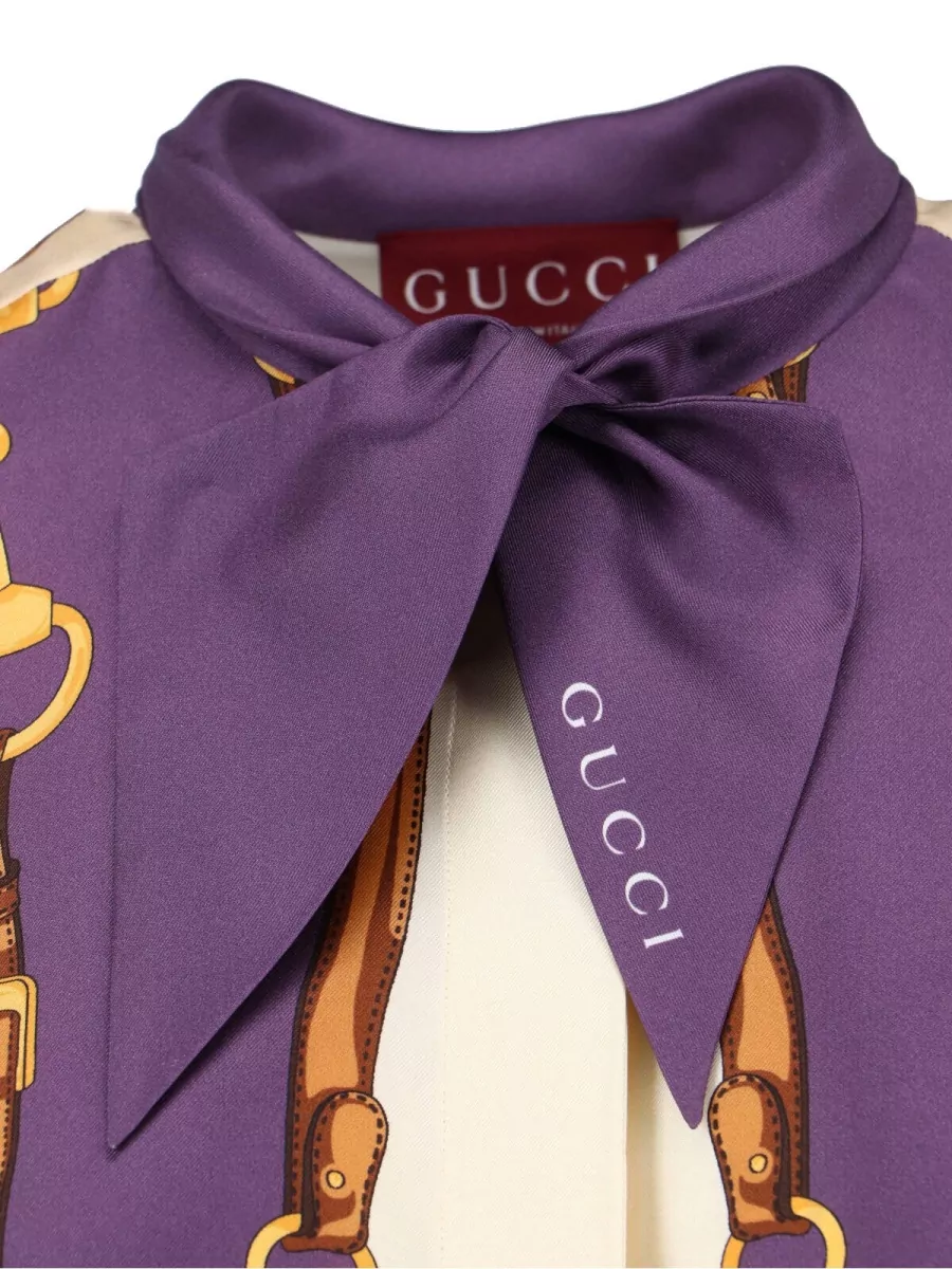 Gucci Silk Printed Long-Sleeve Shirt