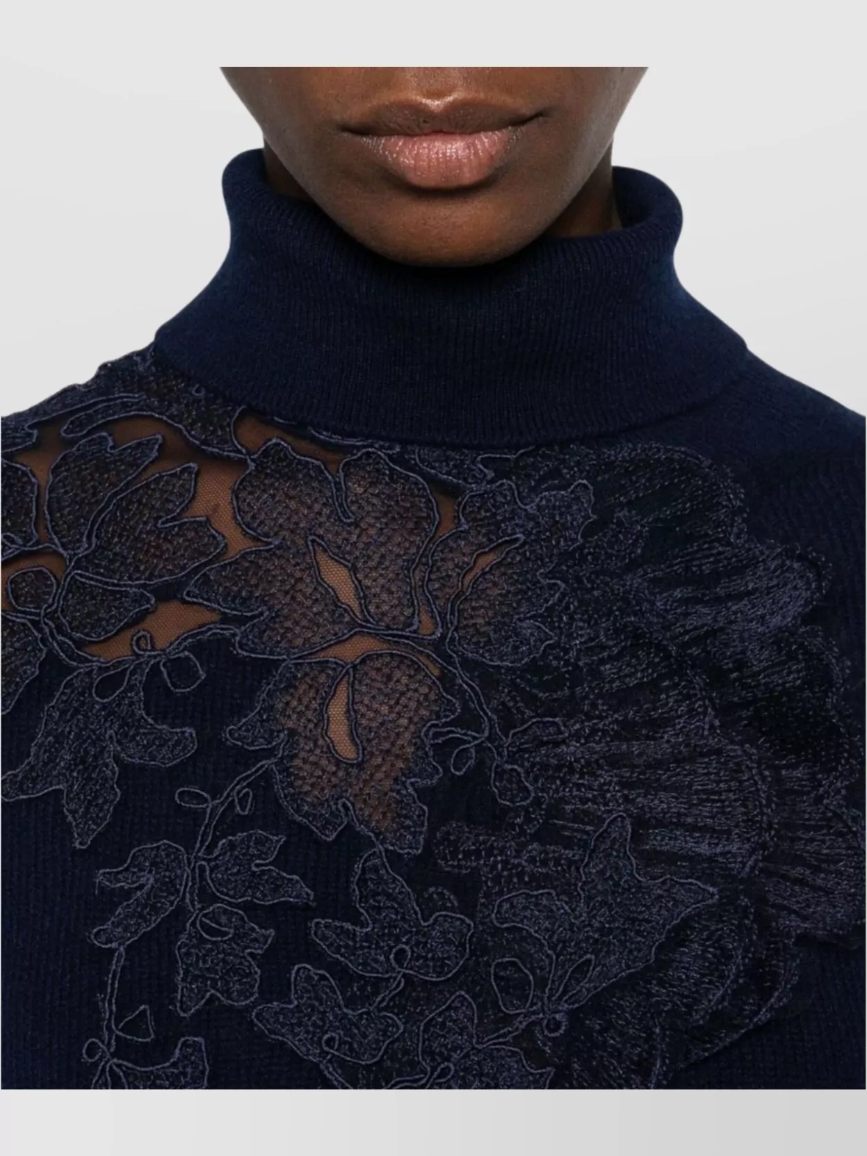Ermanno Scervino High Neck Floral Lace Knitwear