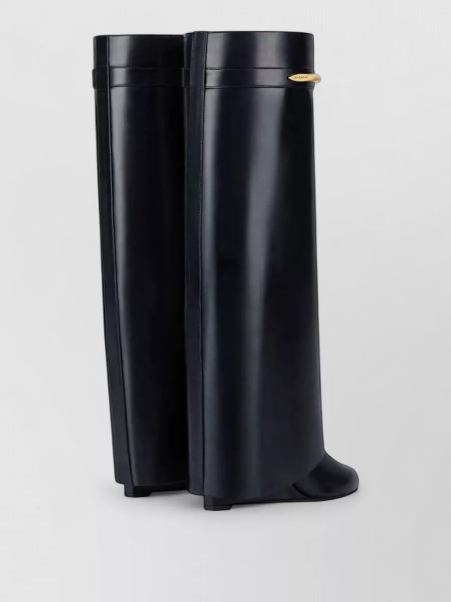 Givenchy Leather Shark Pinch Knee-High Wedge Boots