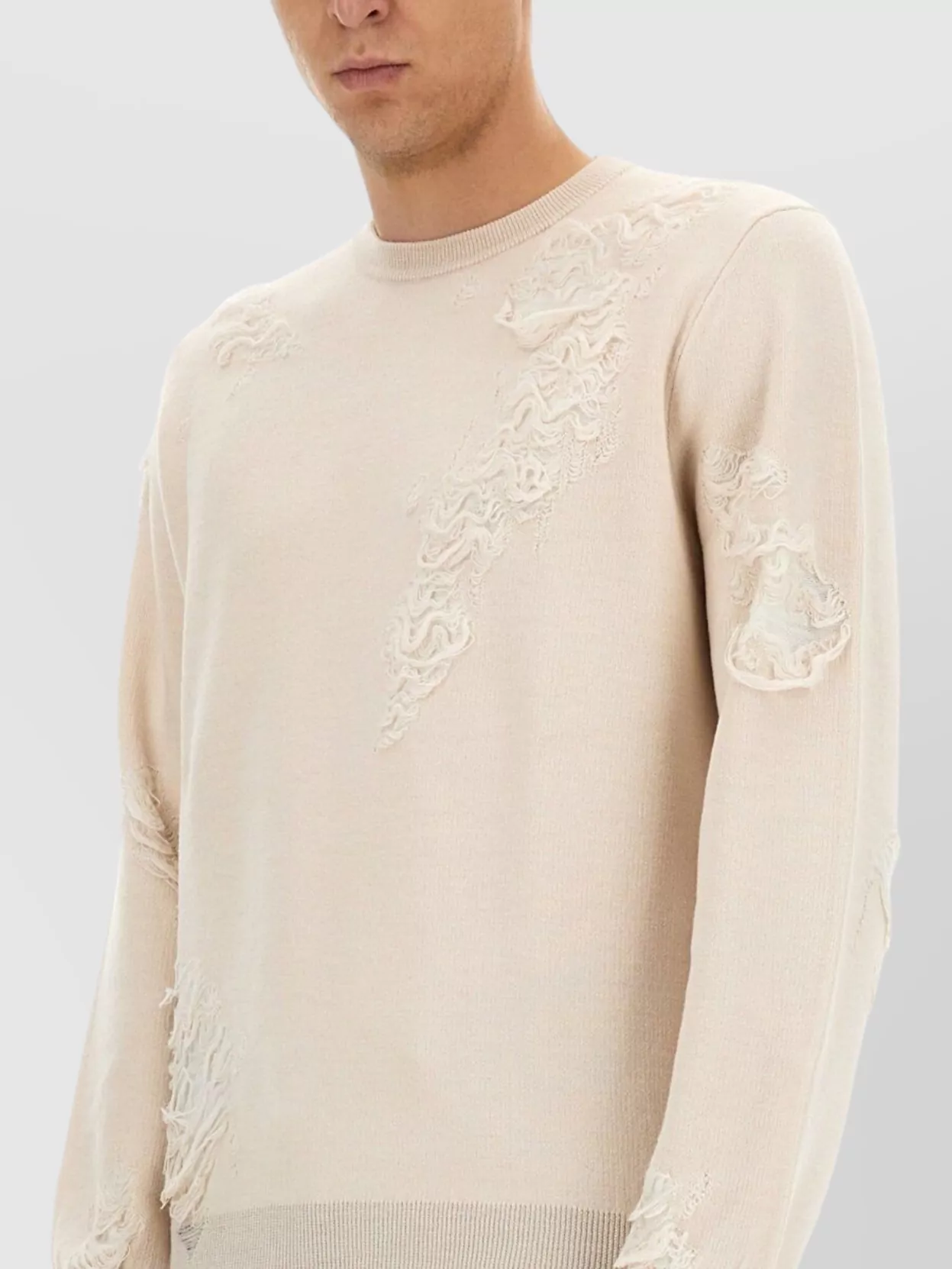 Mm6 Maison Margiela Crew Neck Distressed Sweater