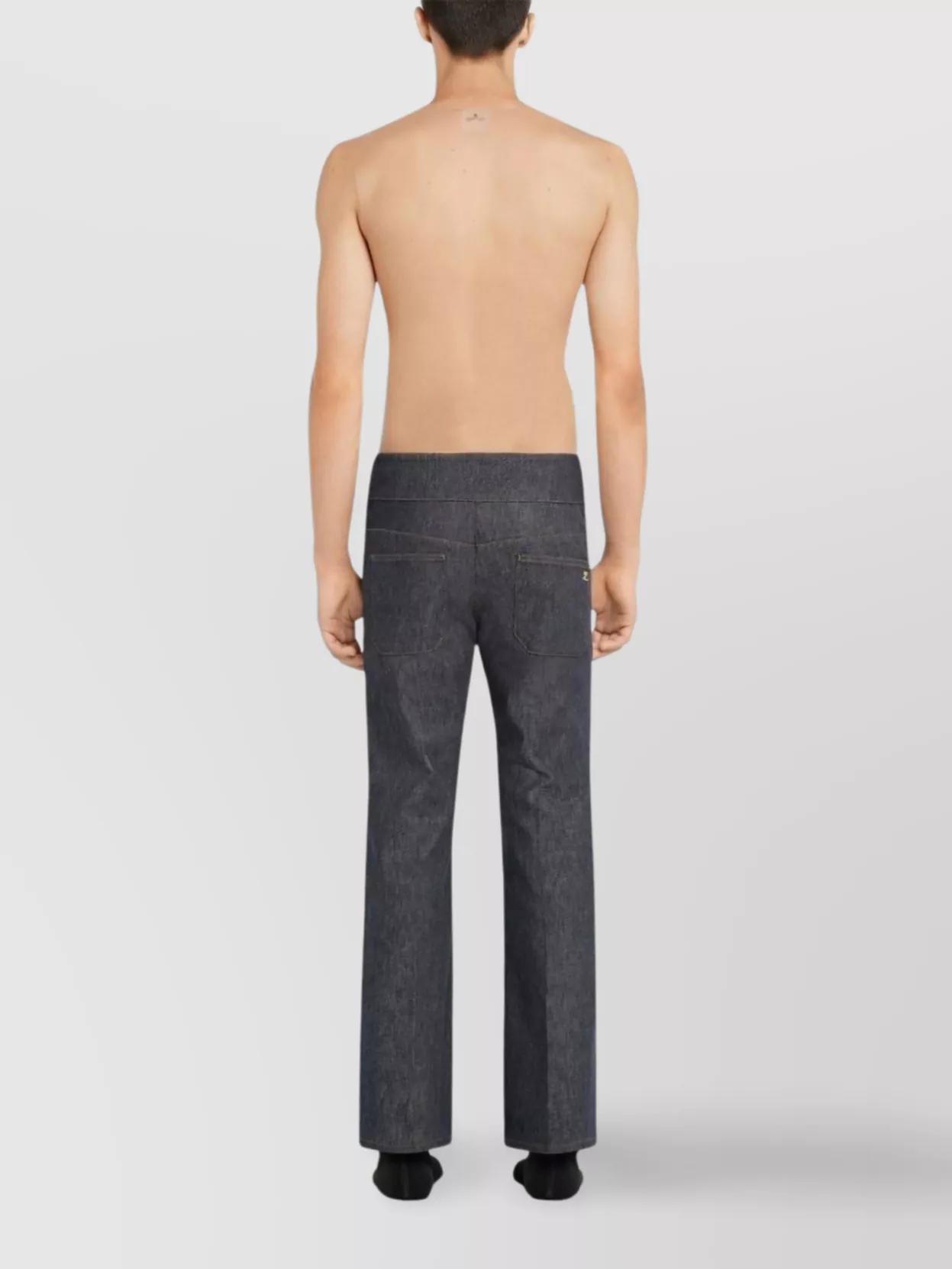 Courrèges Short Sleeves With Denim Panel And Square Neckline
