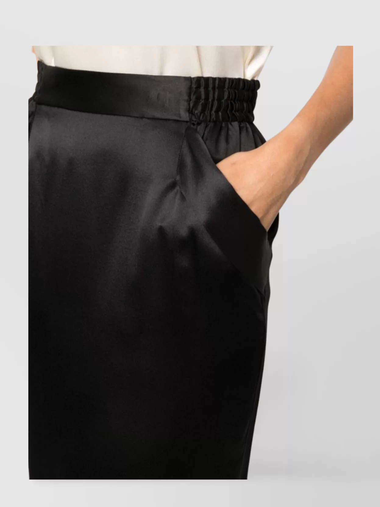 Saint Laurent Draped Jersey Midi Skirt In Black