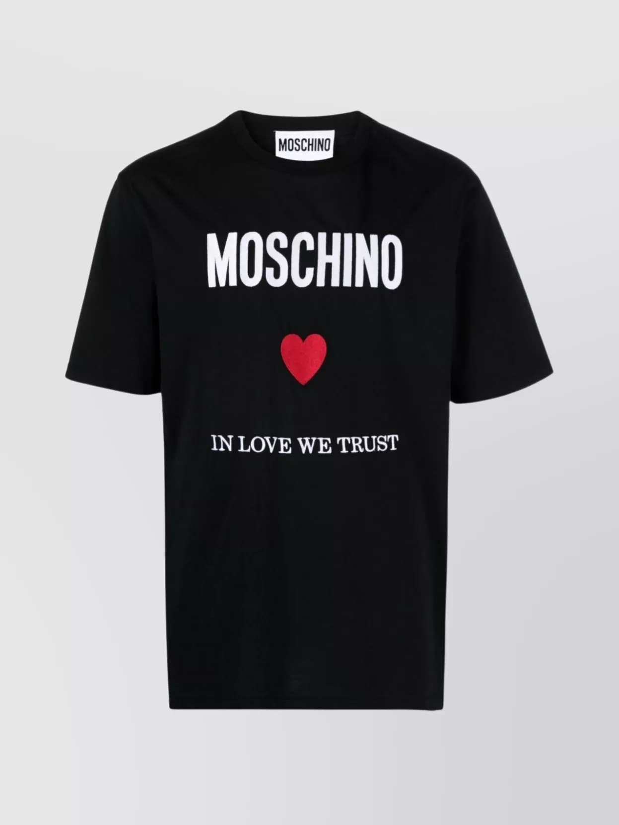 Shop Moschino Embroidered Slogan Crew Neck T-shirt In Black