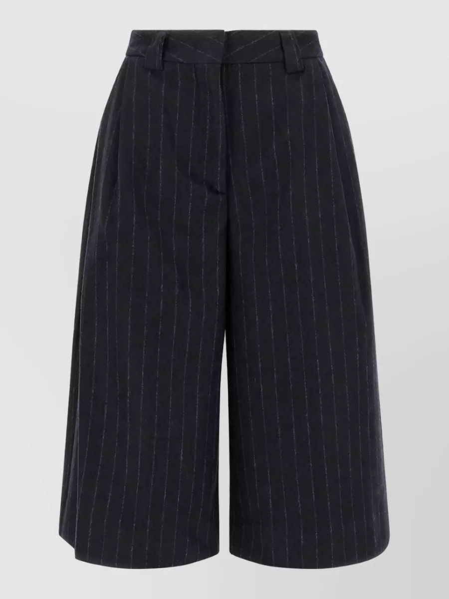 Thelatest High-Rise Pinstripe Knee-Length Wide-Leg Bermuda Shorts