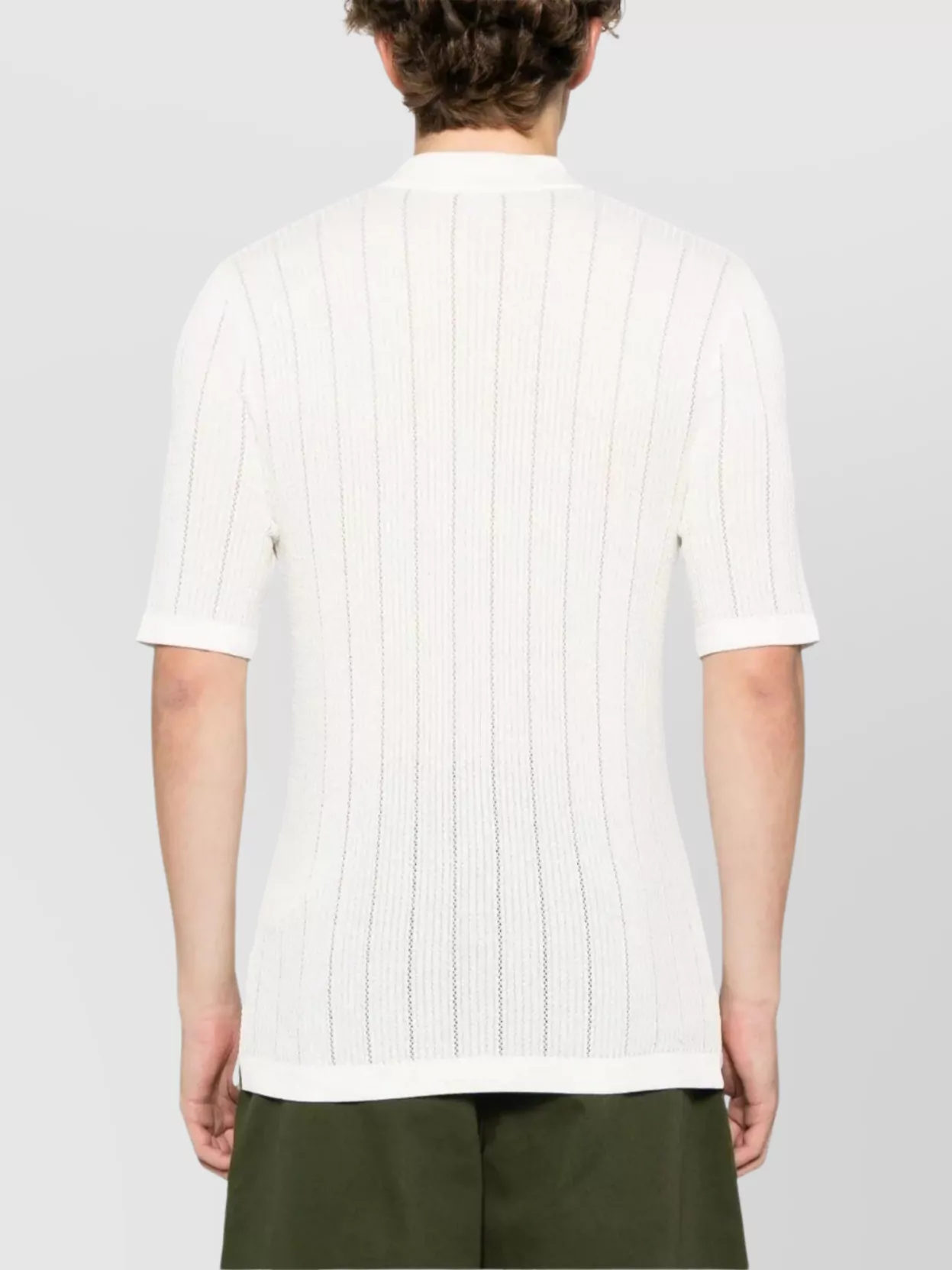Eleventy Ribbed Knitted Shirt French Collar