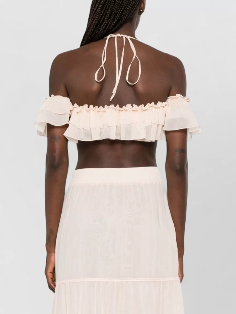 Ermanno Scervino Lace Trim Ruffled Bikini Top