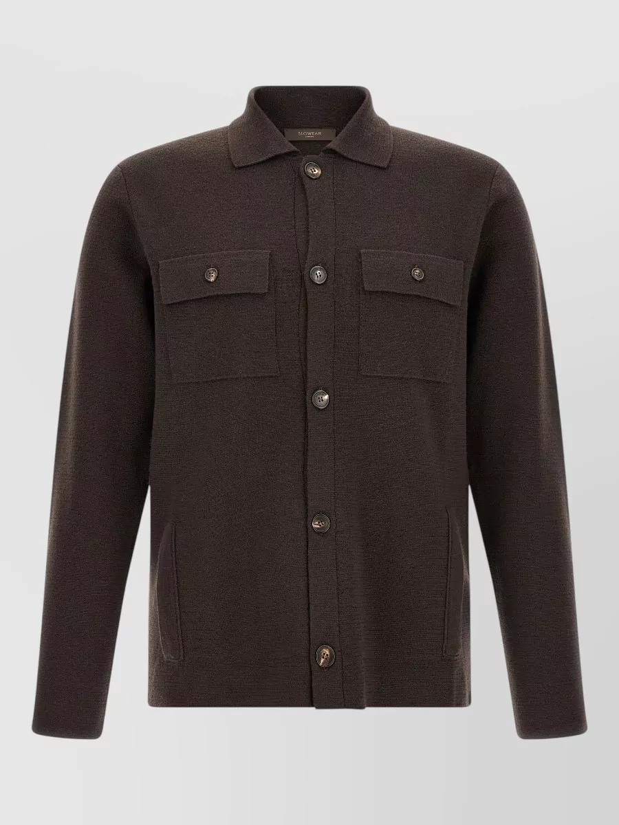 Zanone virgin wool knit shirt jacket