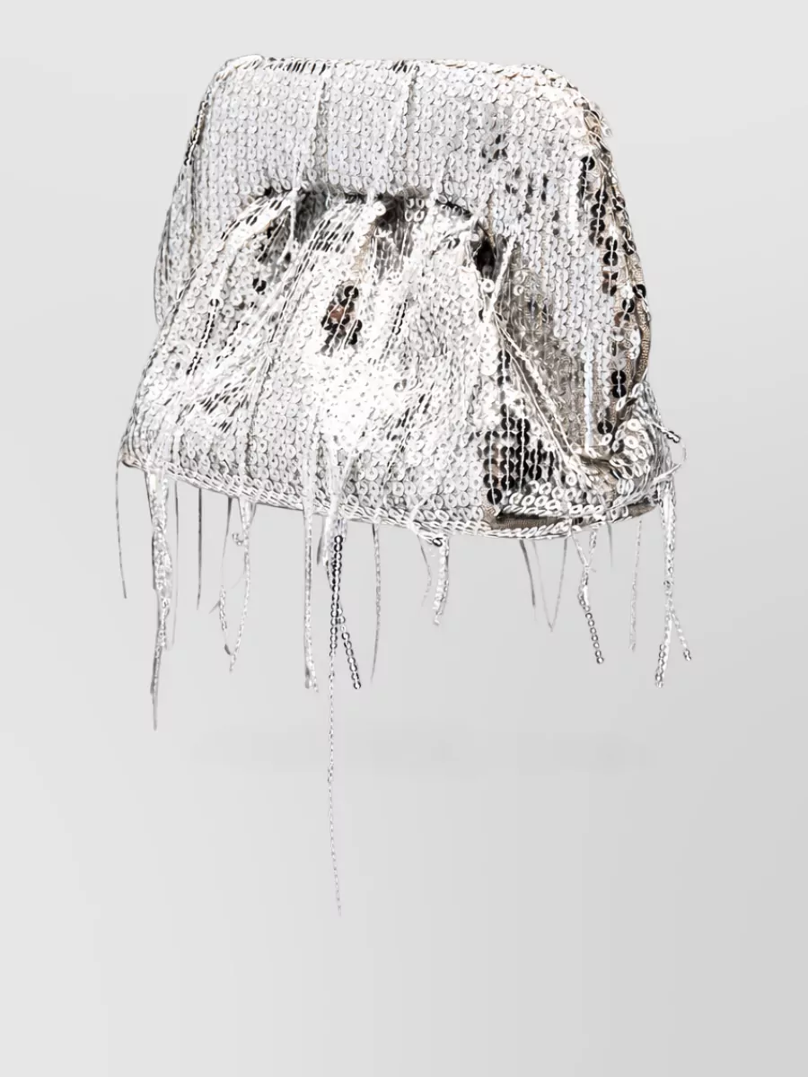 Themoiré bios small sequin fringe clutch bag