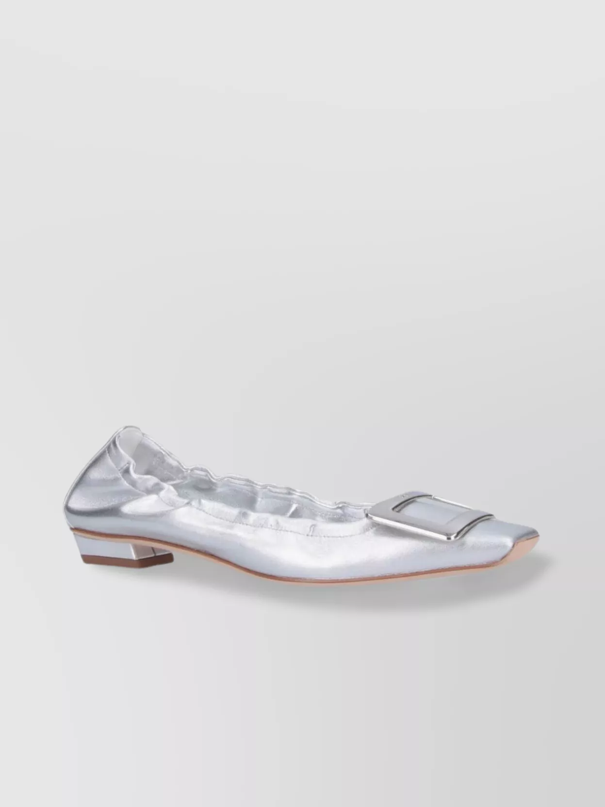 Roger Vivier Buckle Metallic Pointed Toe Ballerina Shoes
