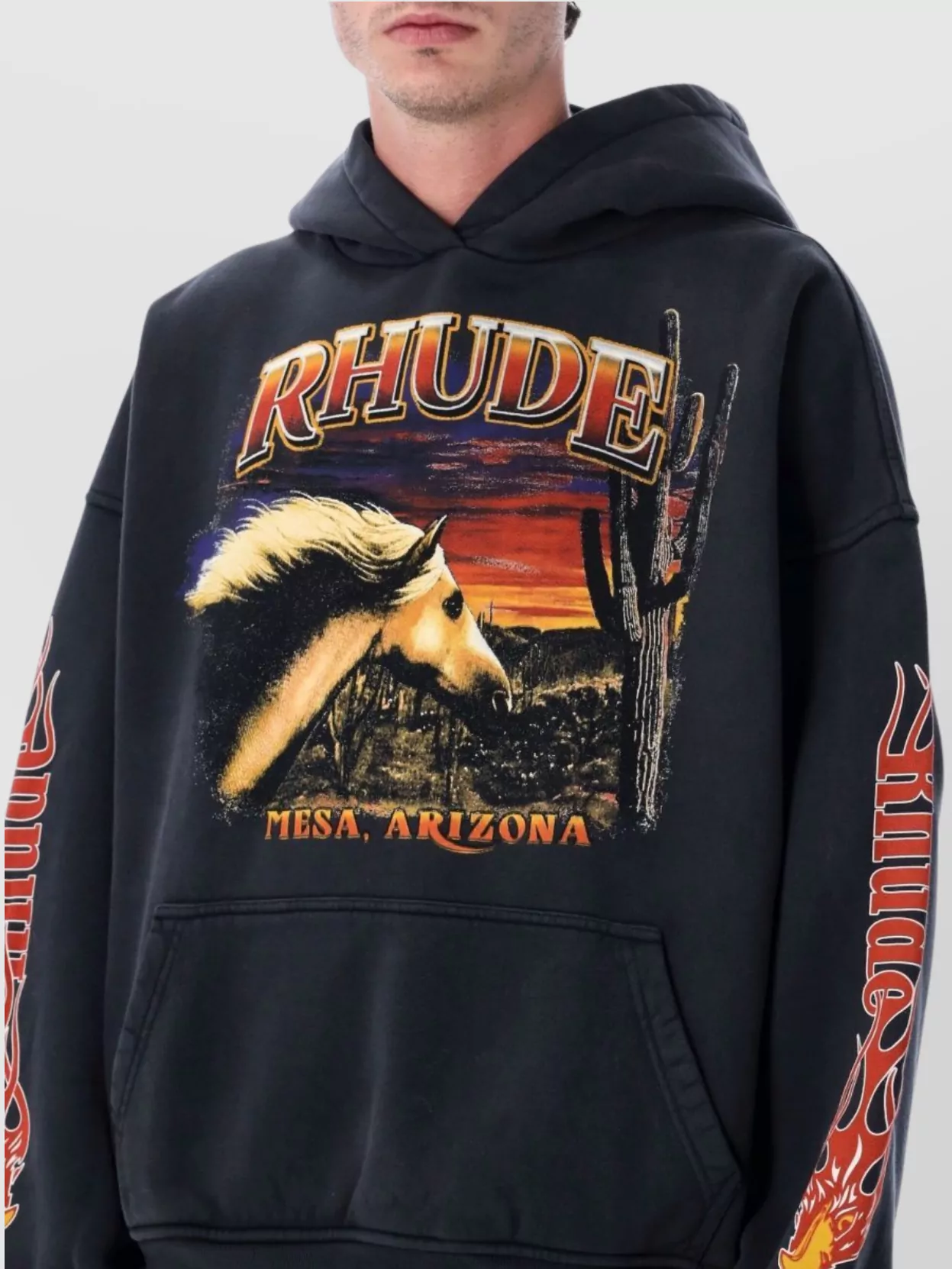 Rhude Stallion Graphic Hoodie Kangaroo Pocket