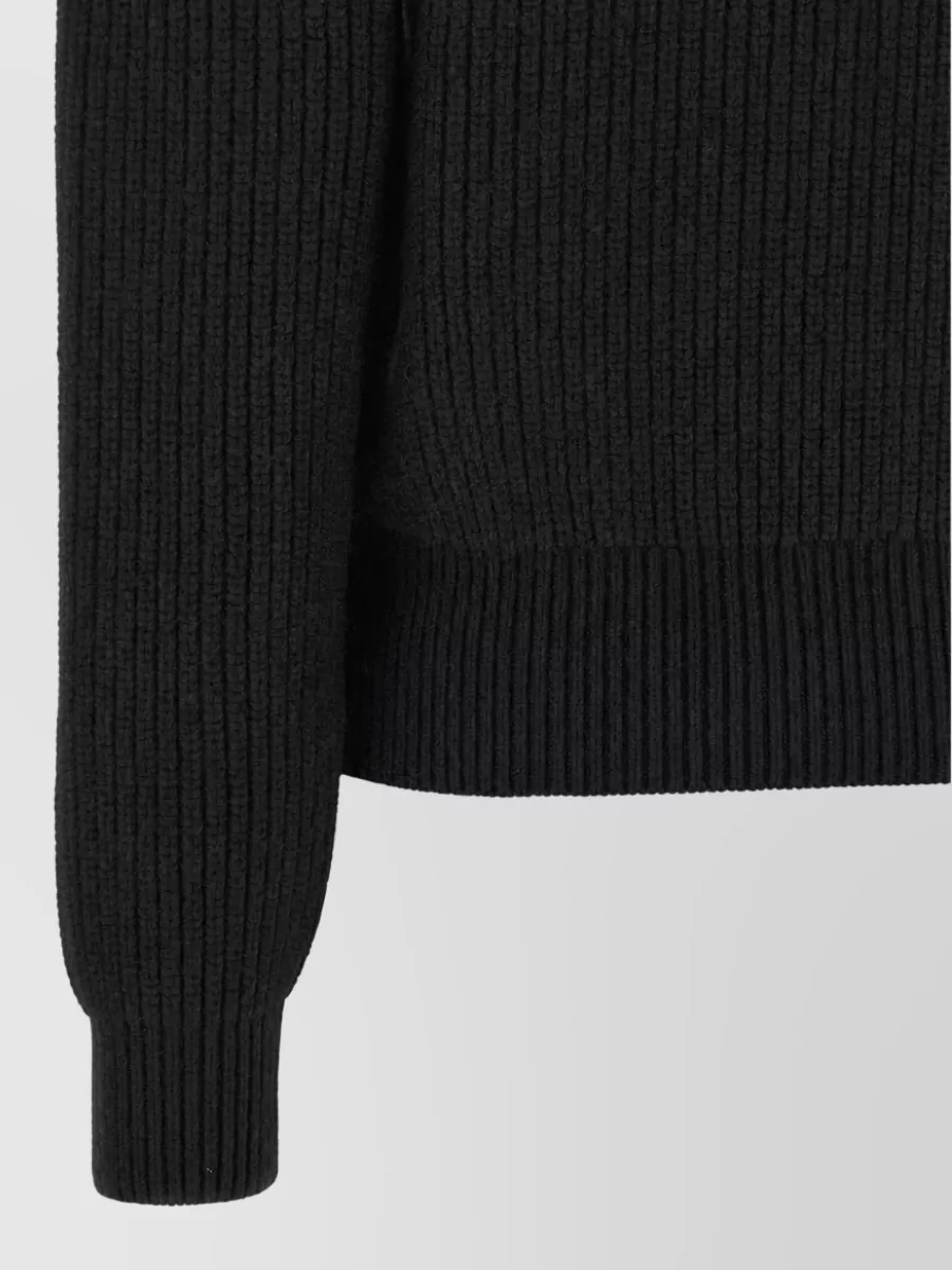 Balmain Cashmere Virgin Wool Ribbed High Neck Embellished Sweater