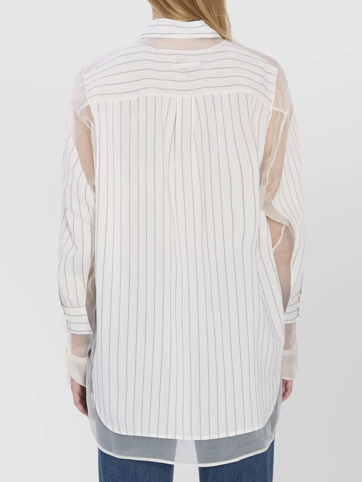 Jean Paul Gaultier Striped Oversized Shirt Featuring Silk Inserts In White