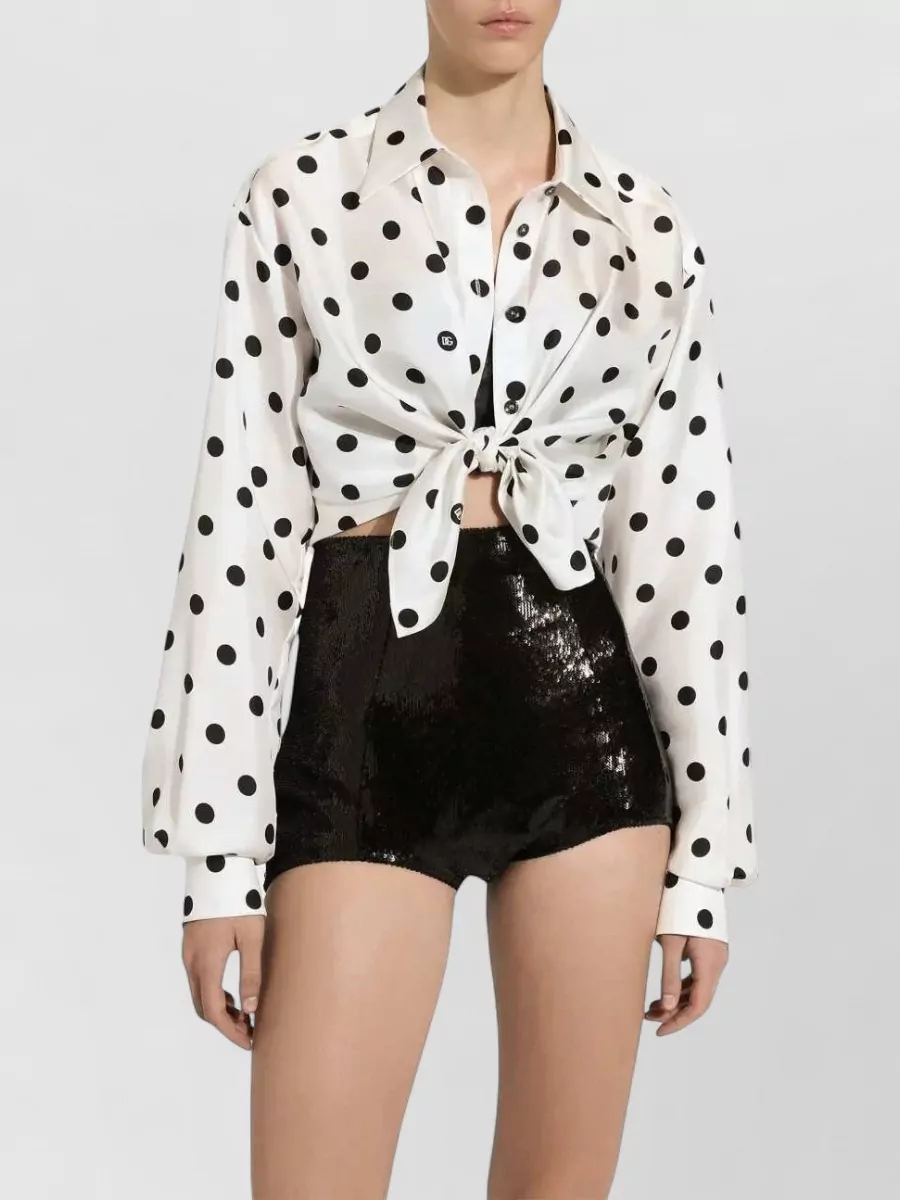 Dolce&Gabbana High Waist Sequin Shorts Silk Blend