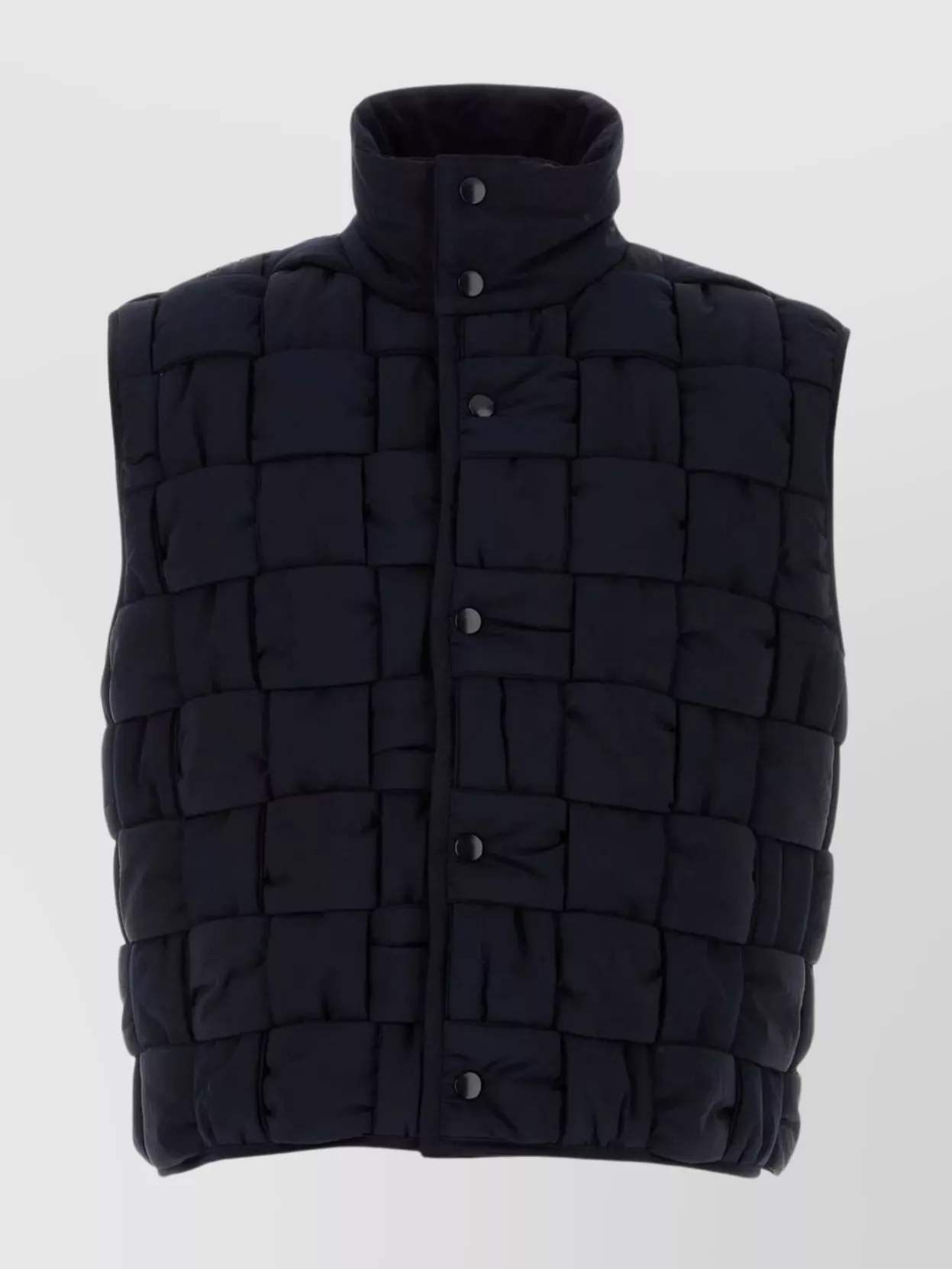 Shop Bottega Veneta Nylon Vest With High Neck And Padded Design In Blue