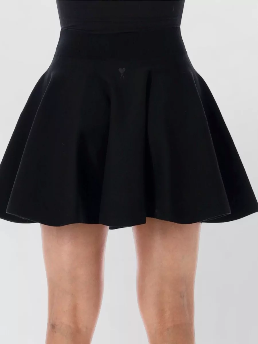 Ami Paris Ribbed High-Waist Mini A-Line Skirt