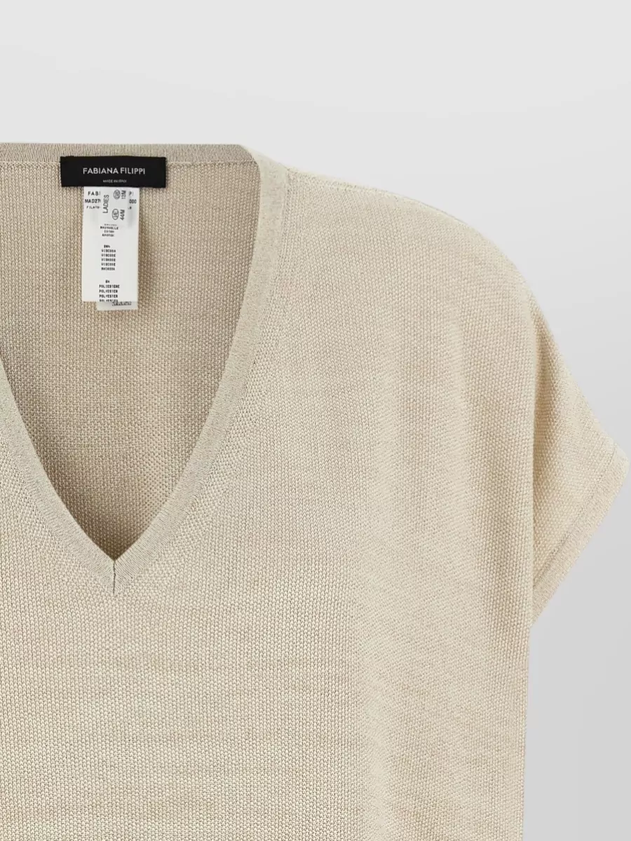 Fabiana Filippi V-Neck Short-Sleeve Knitted Top