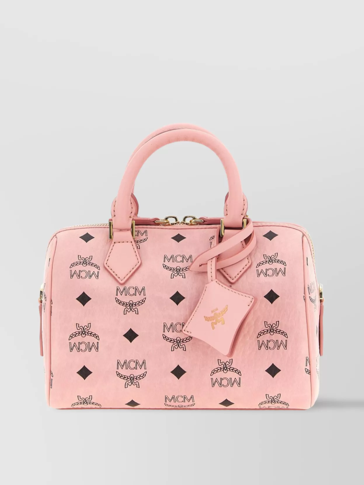 Mcm Structured Top Handle Handbag With Detachable Strap