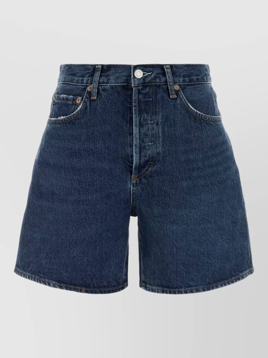 Agolde denim high-rise wide-leg knee-length shorts