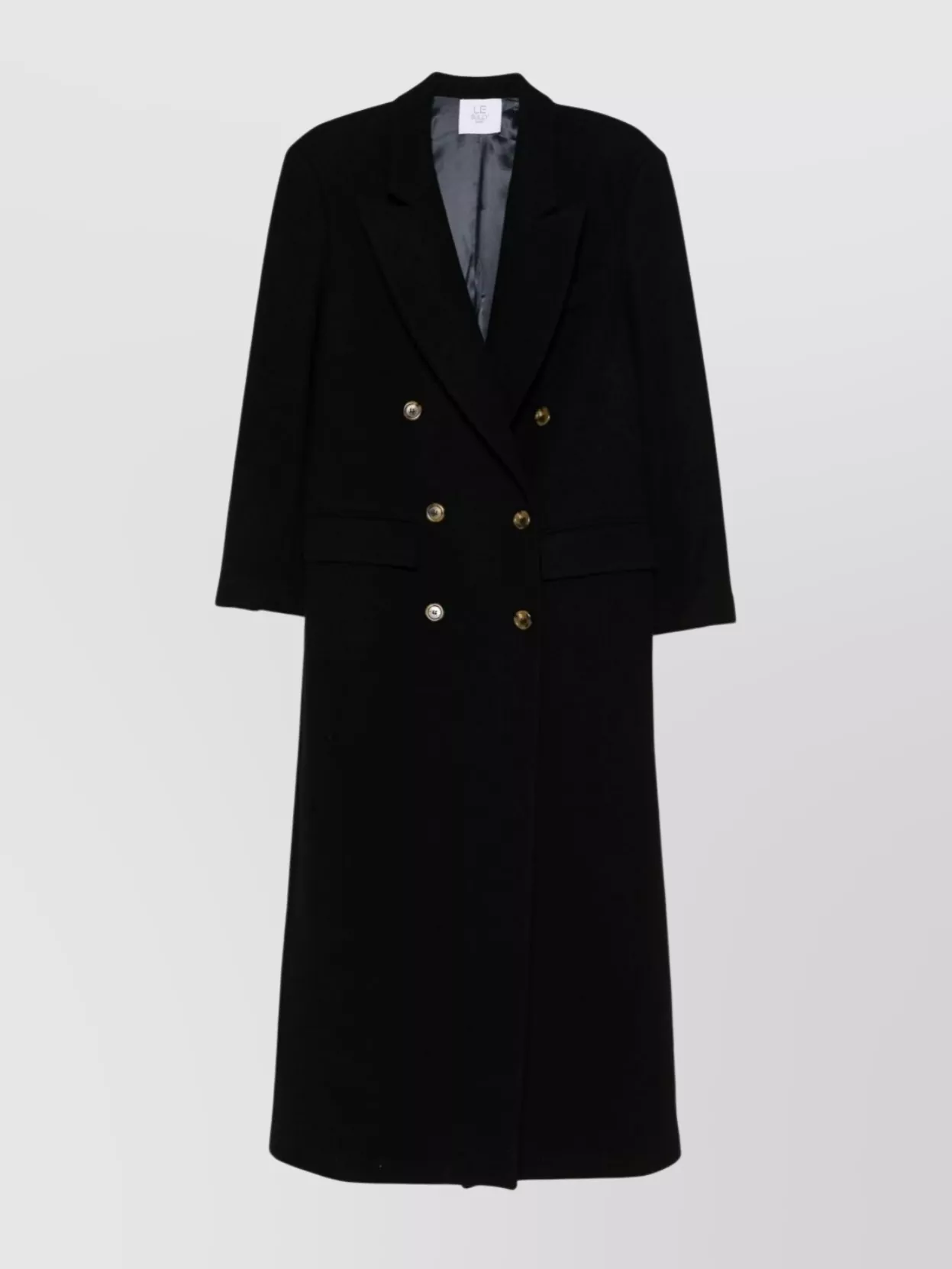 Le Sully Studio Brigitte Longline Coat Button Detailing In Black