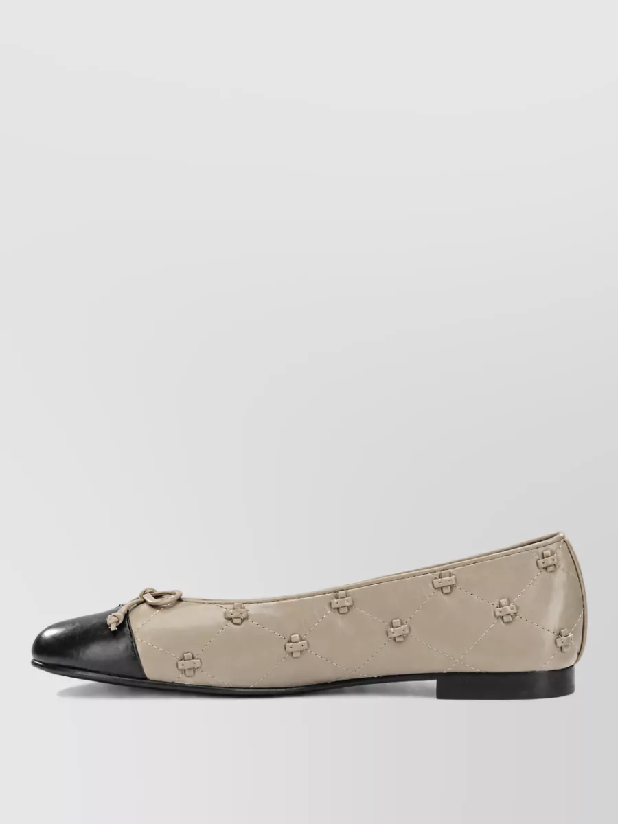 Tory Burch Leather Cap-Toe Ballerina Flats