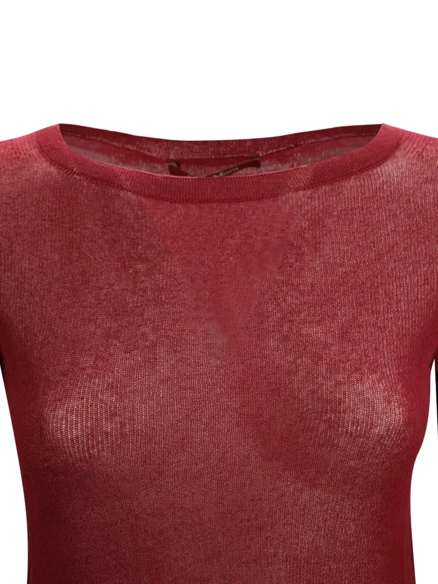 S Max Mara Popcorn-Knit Fitted Boat Neck Long-Sleeve Sweater