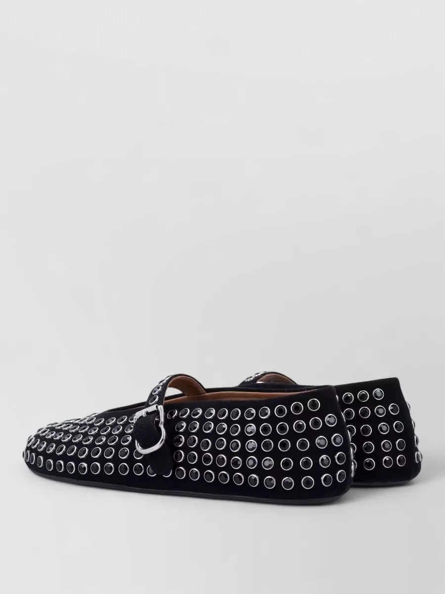 Alaïa Leather Strass-Embellished Ballet Flats