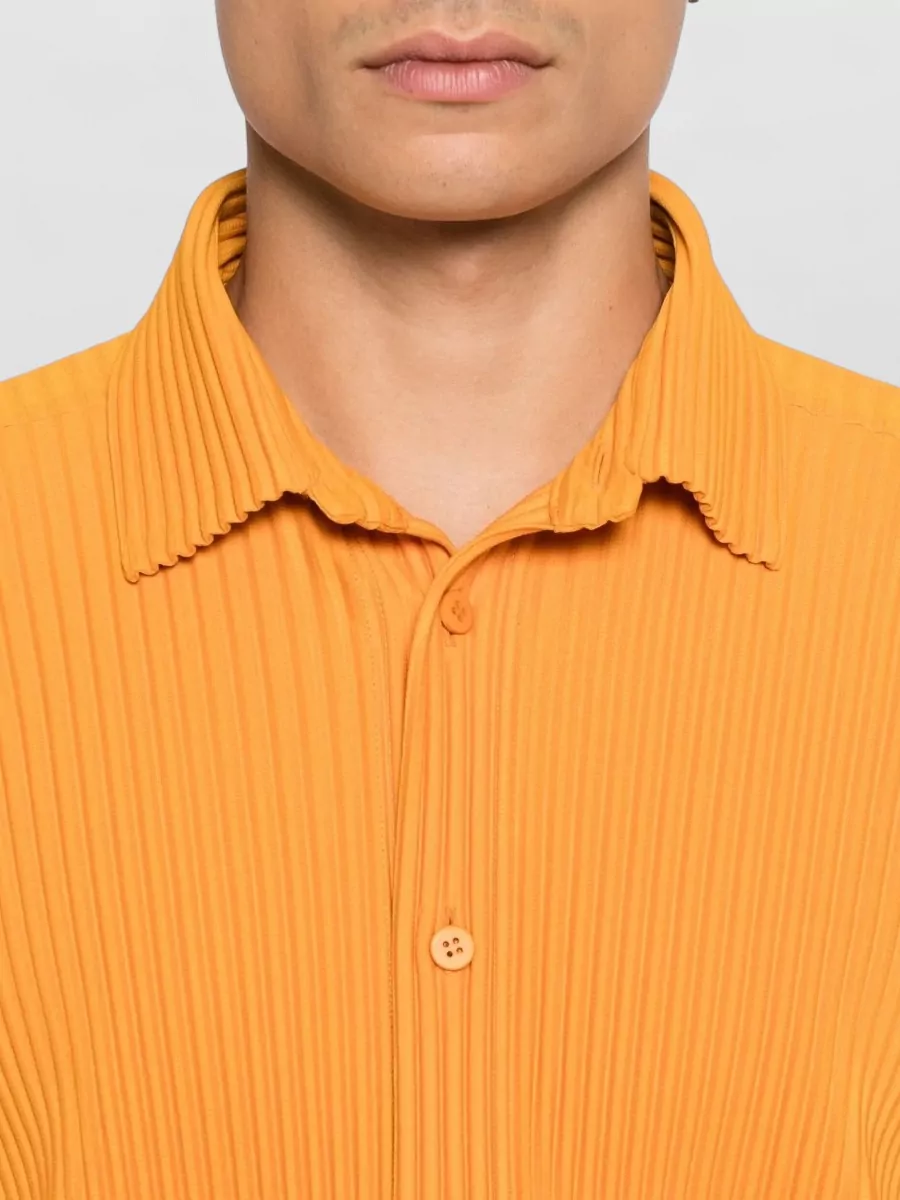 Homme Plisse Issey Miyake Long Sleeve Ribbed Shirt Side Slits
