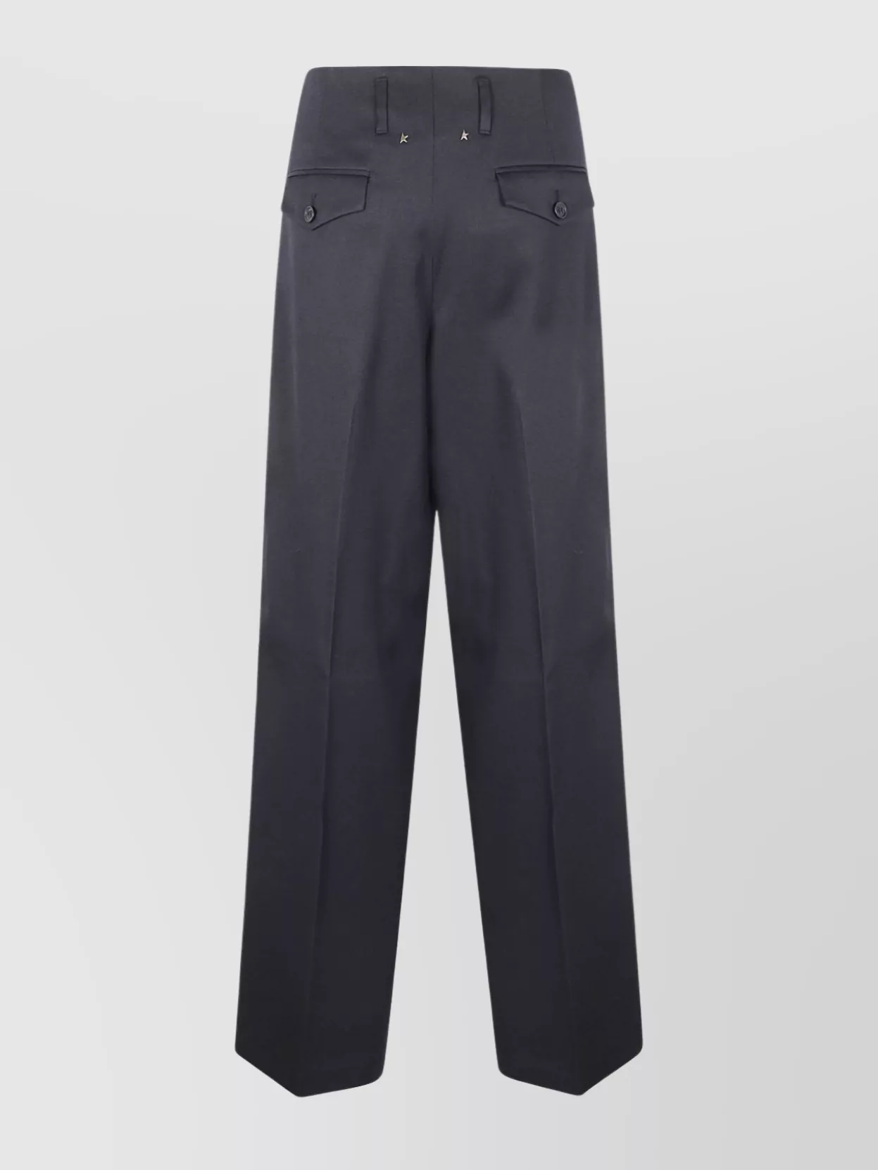 Golden Goose Wide Leg Wool Gabardine Trousers With Belt Loops In Black