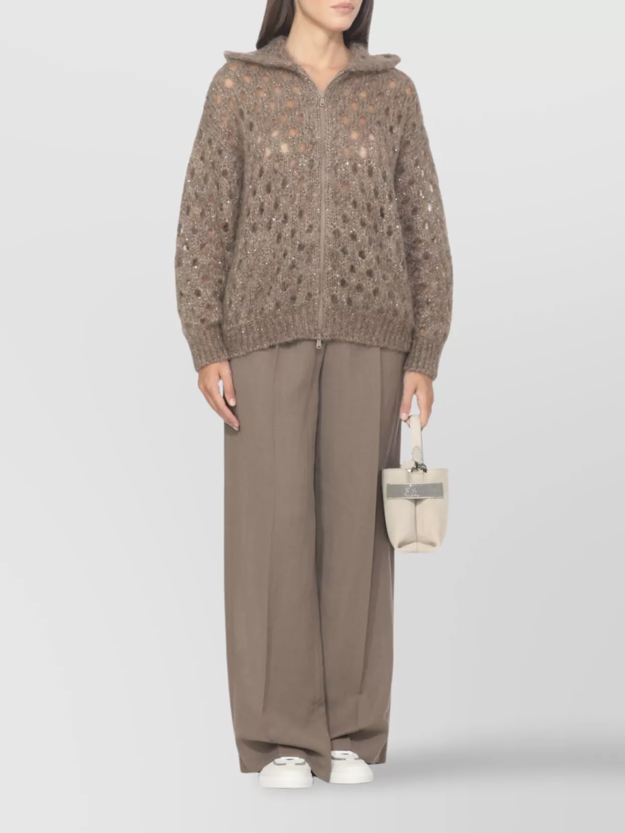 Brunello Cucinelli Sequin Embellished Mohair Hooded Cardigan