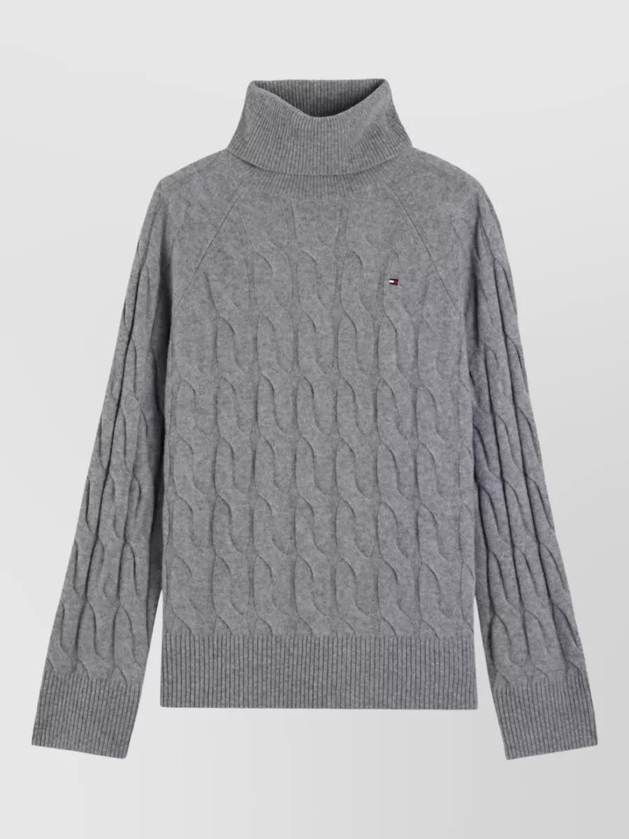 Tommy Hilfiger Wool cable knit turtleneck jumper