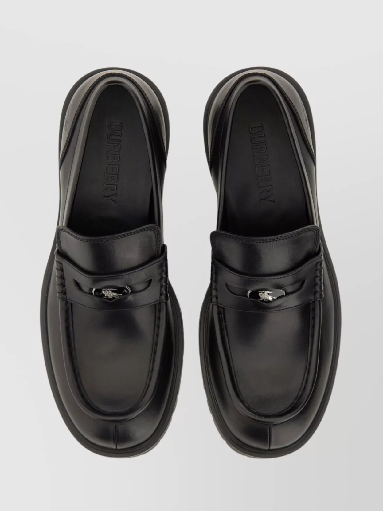 Burberry Round Toe Loafers With Penny Strap Detail