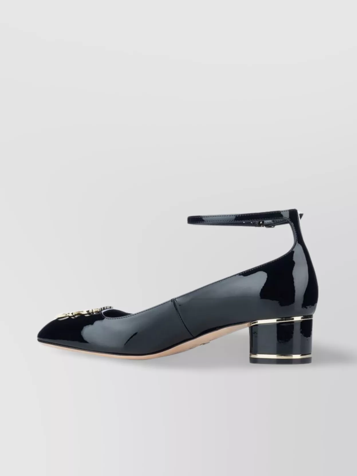 Christian Dior Block Heel Buckle Detail Patent Pumps