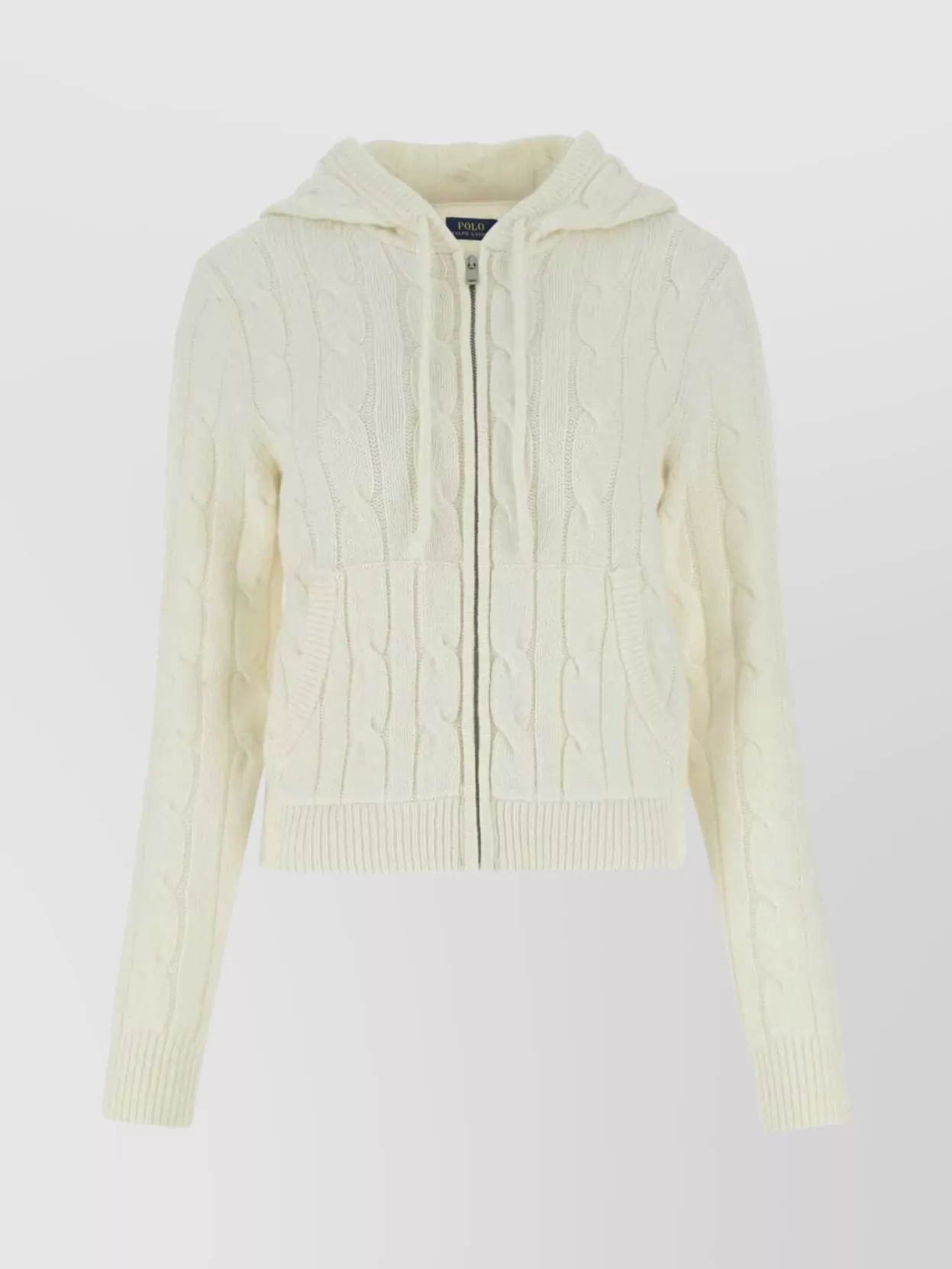 Polo Ralph Lauren Wool Blend Cable Knit Cardigan With Hood In Neutral