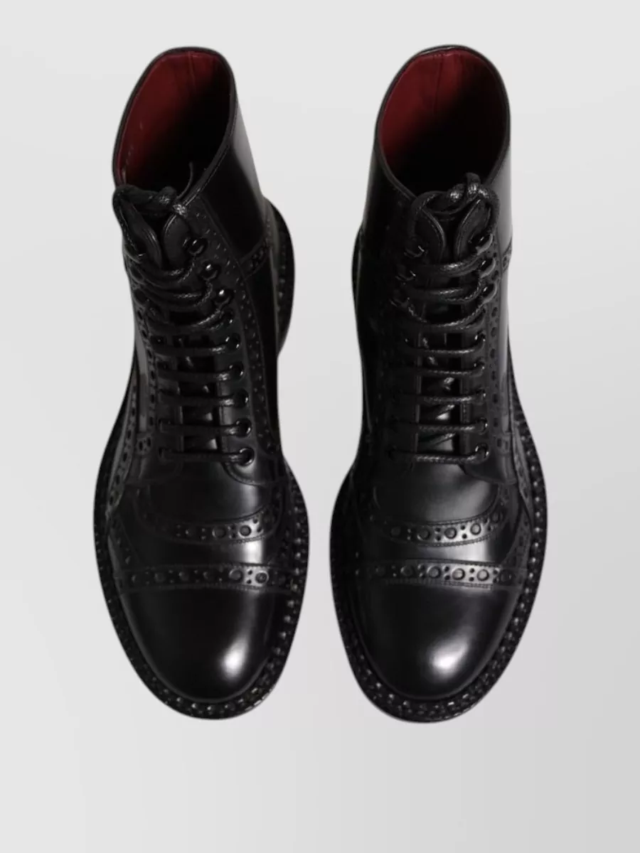 Dolce&Gabbana Leather Lace-Up Brogue Ankle Boots