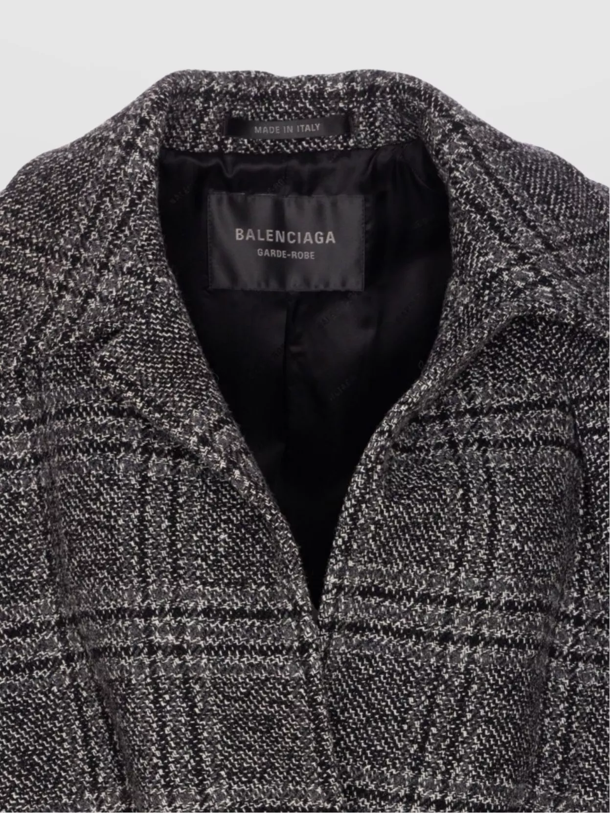 Balenciaga Checkered Pattern One Layer Coat In Gray