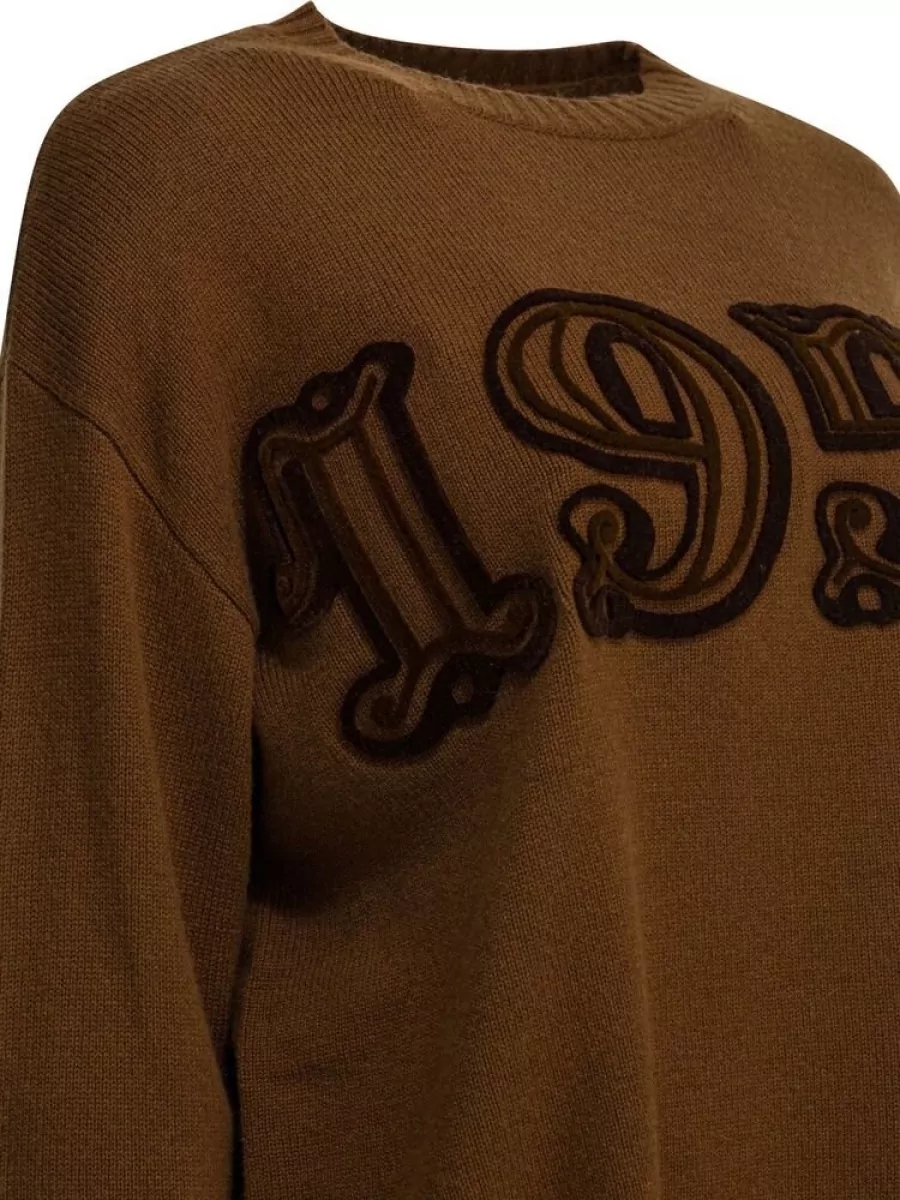 Max Mara Embroidered Wool Cashmere Crew Neck Jumper