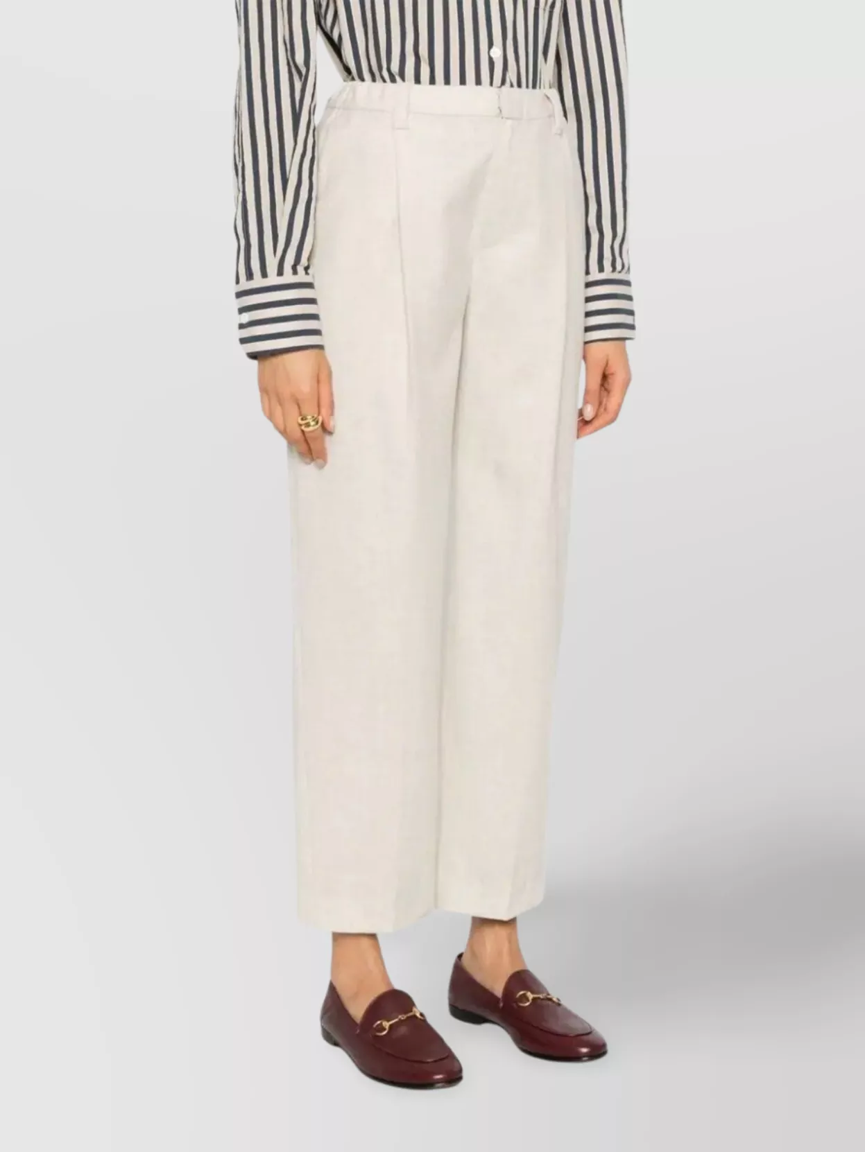 Brunello Cucinelli Tailored High-waisted Trousers With Straight Leg In Neutral