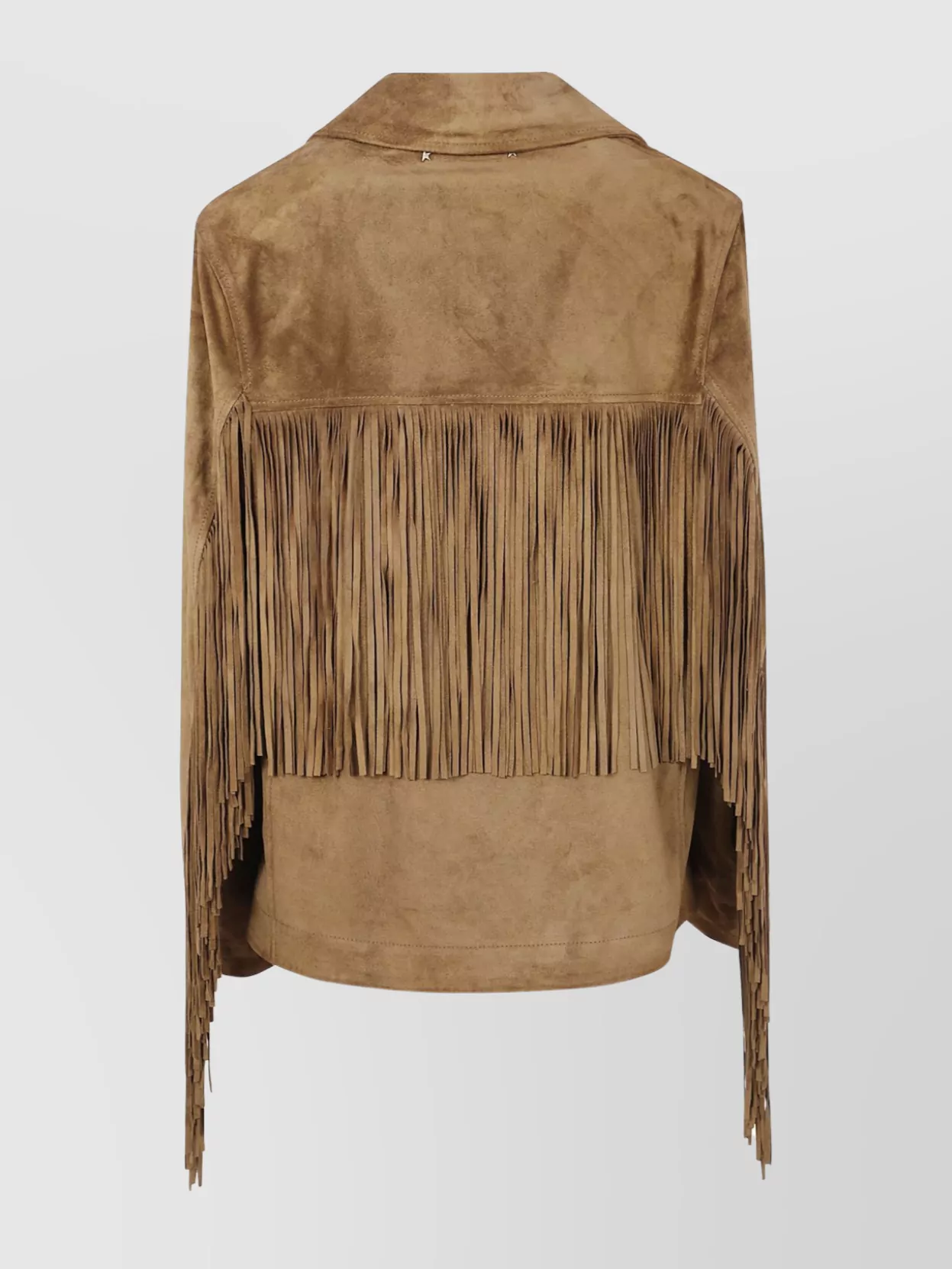 Golden Goose Fringed Leather Jacket With Collar And Suede Texture