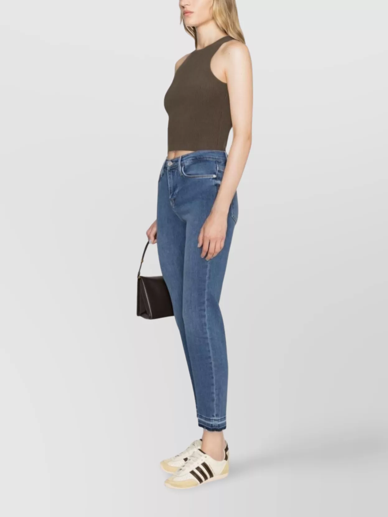 Frame Straight Hem Fray Belt Loops Contrast Stitching