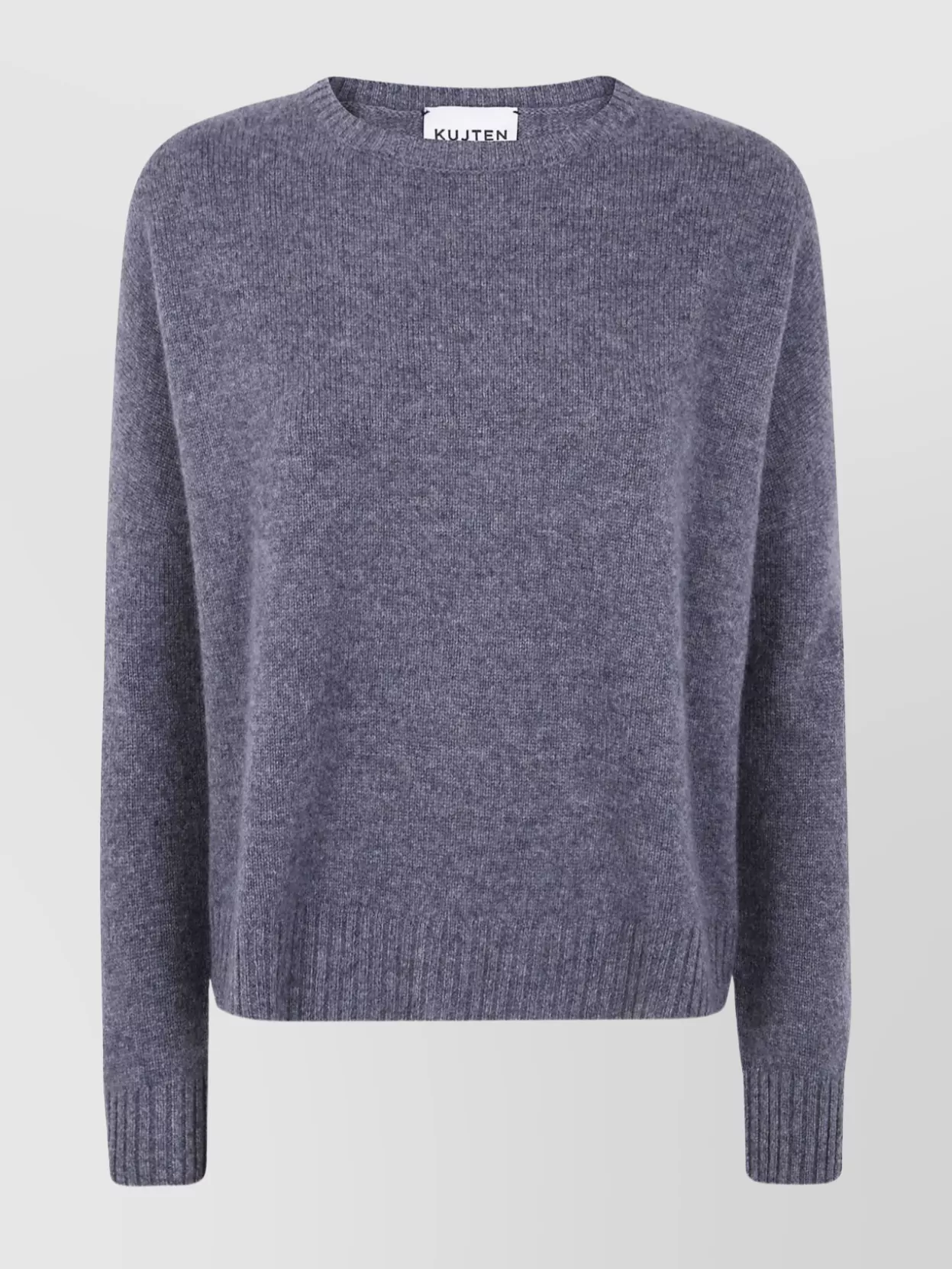 Kujten Soft Knit Sweater Ribbed Hem In Gray