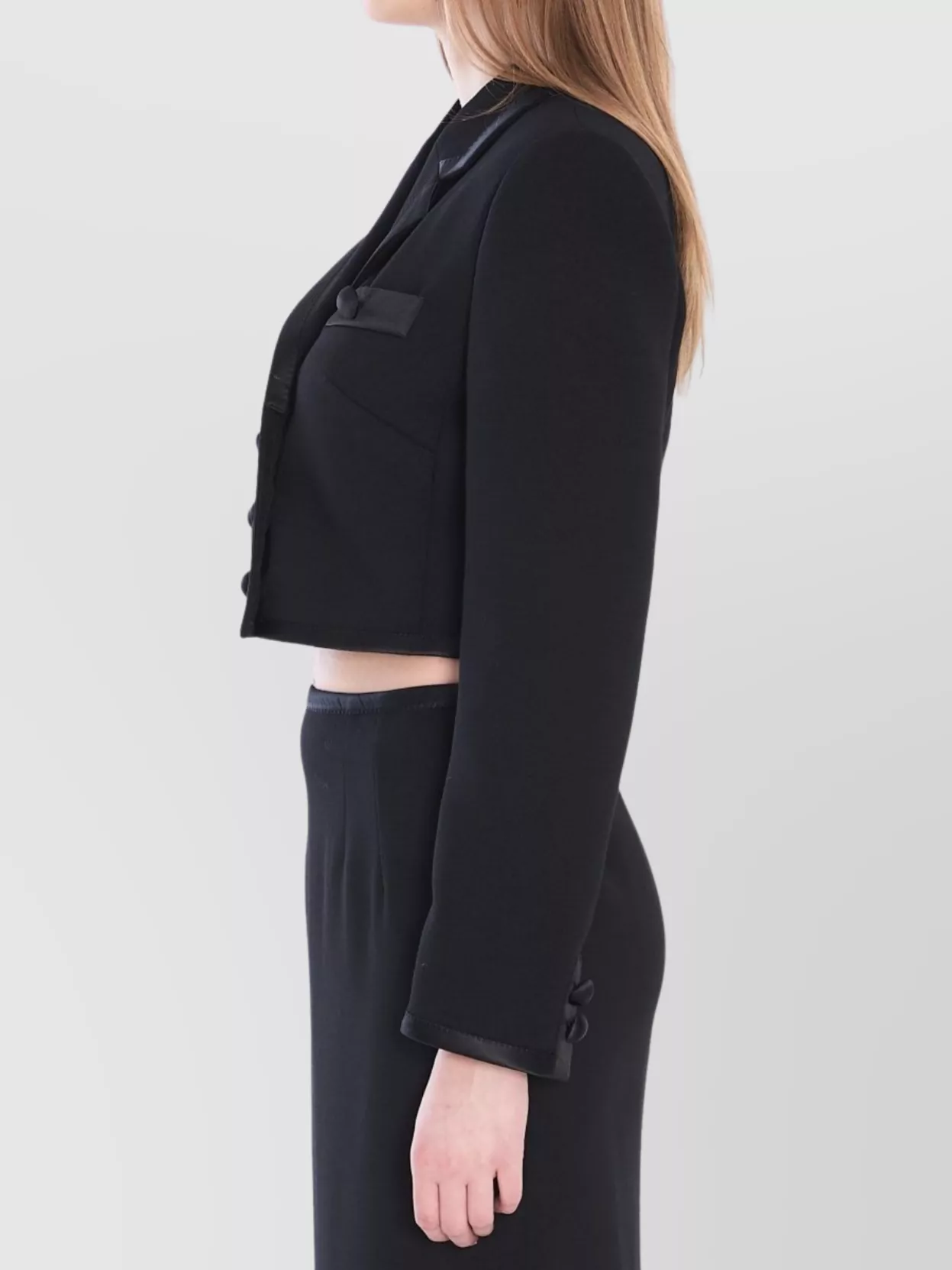 Dolce&Gabbana Cropped Double-Breasted Jacket Featuring Satin Accents