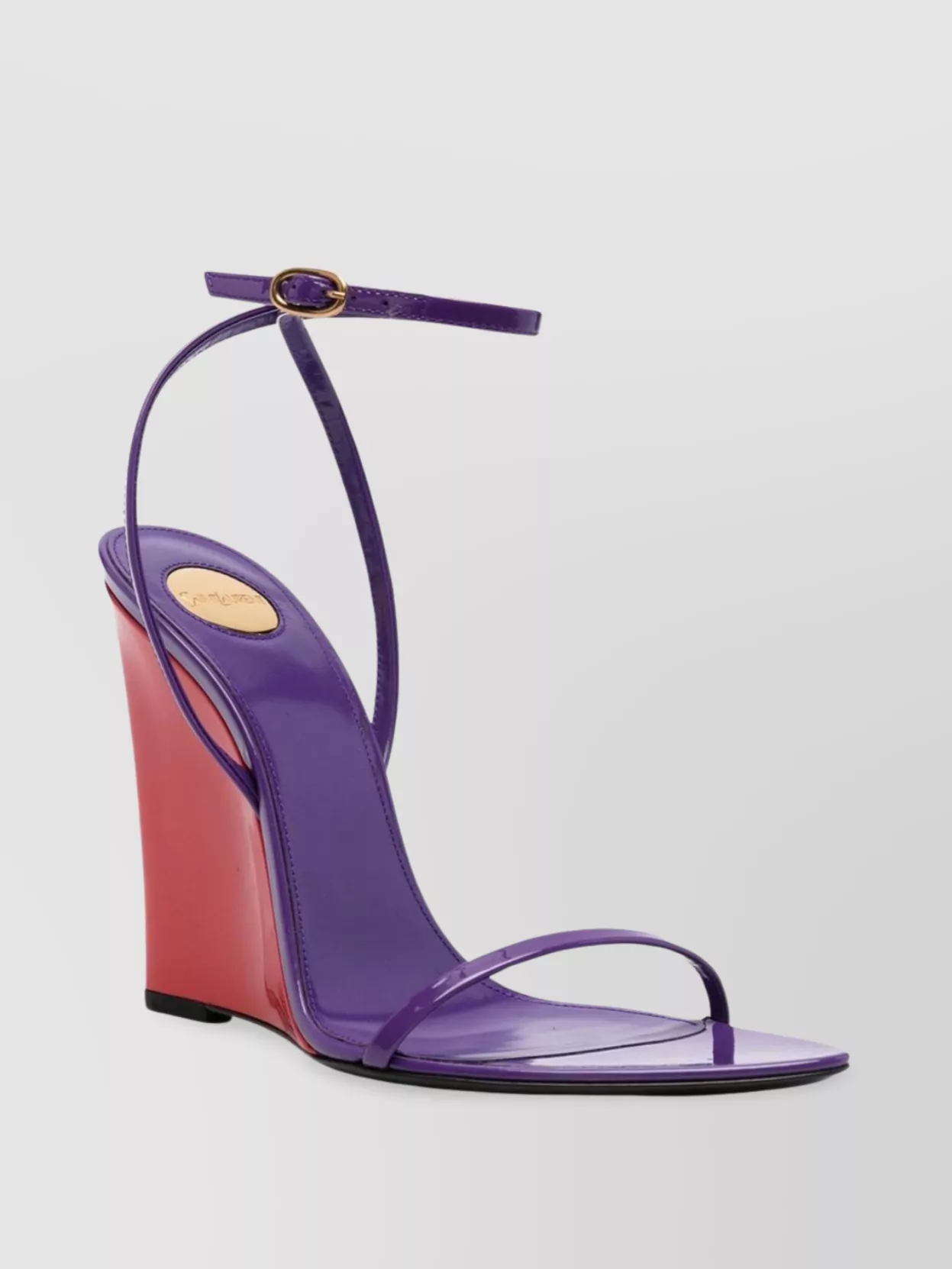 Saint Laurent May Wedge Sandals With Crisscrossed Ankle Strap In Pink