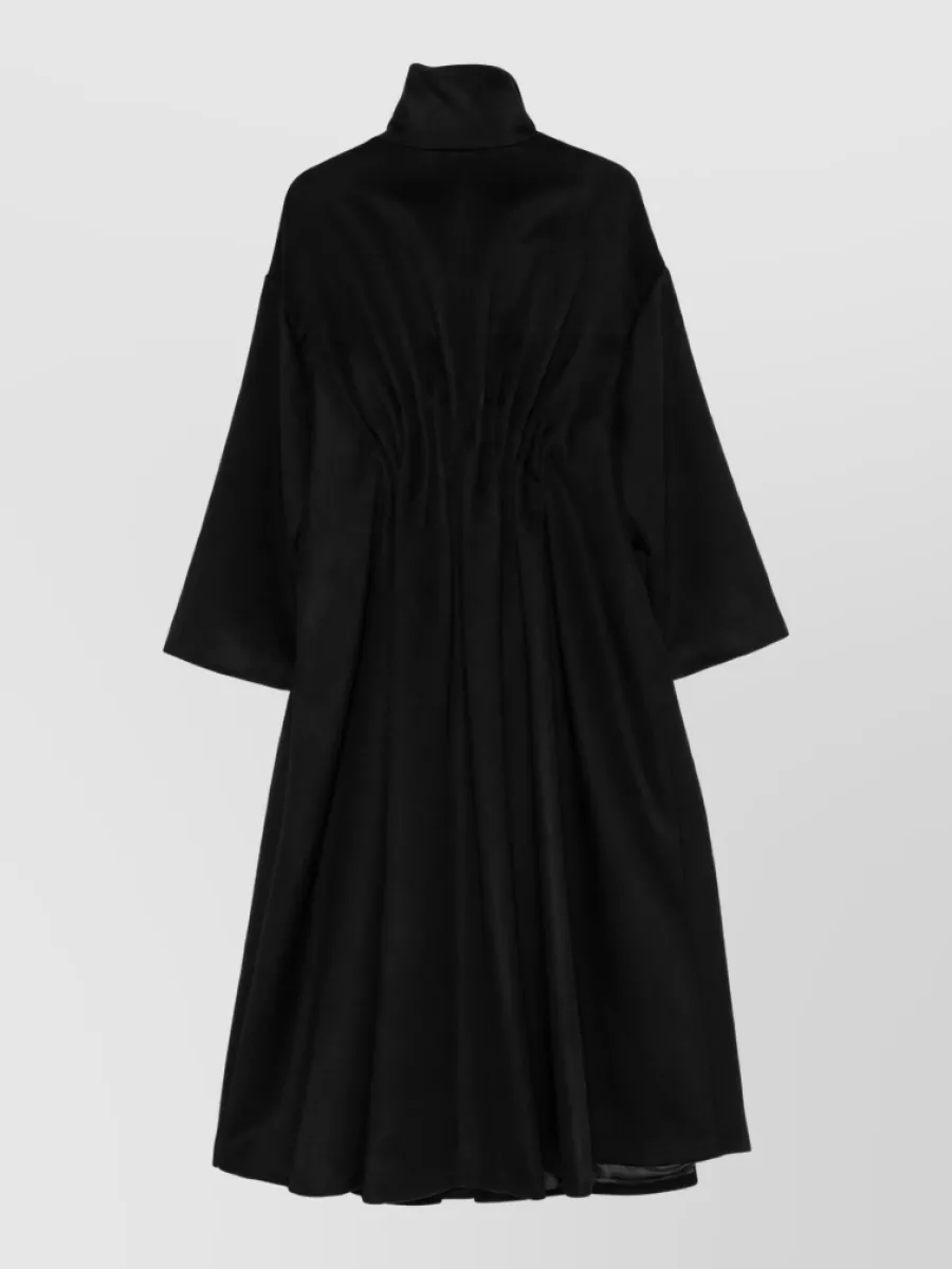Emporio Armani Wool Cashmere Ruched Flared Coat
